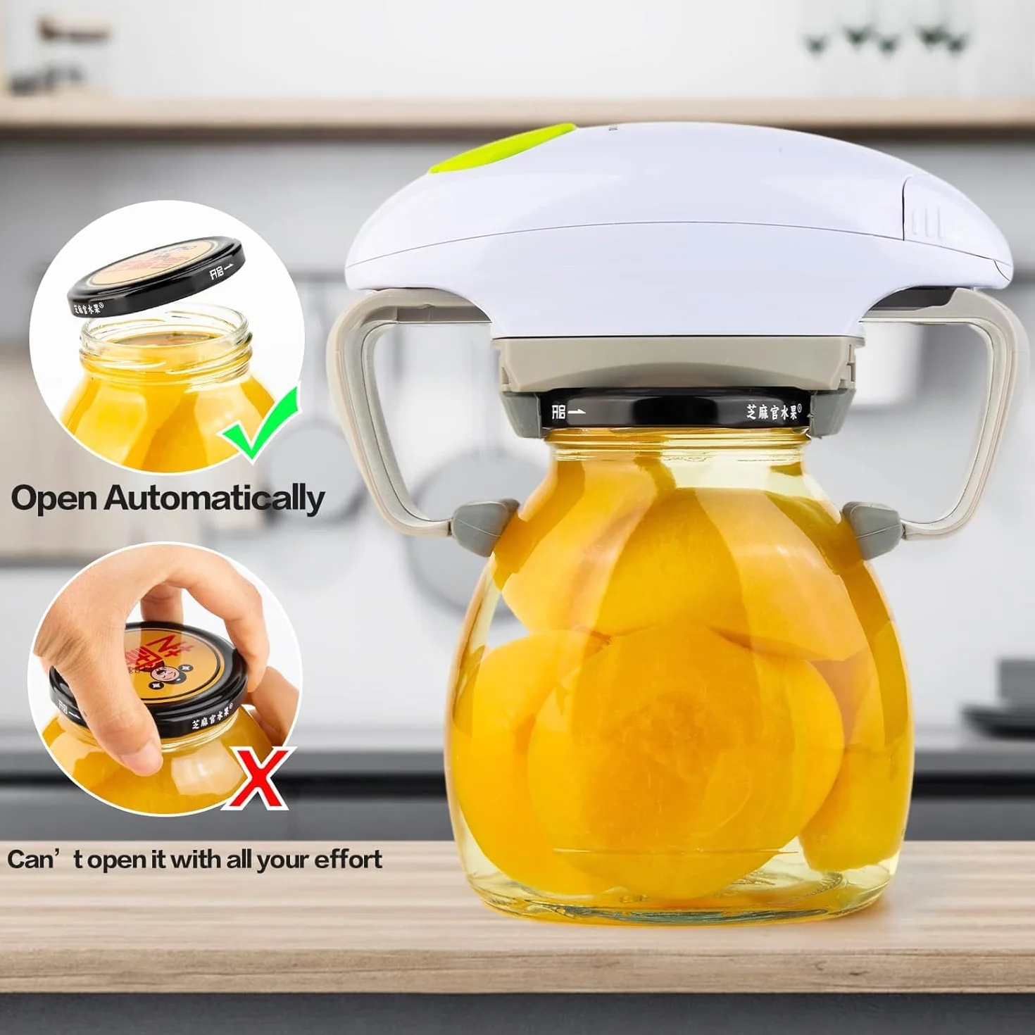 Abridor automático de tarros eléctrico, portátil, de un toque, apertura automática, herramienta de cocina para nuevo tarro sellado