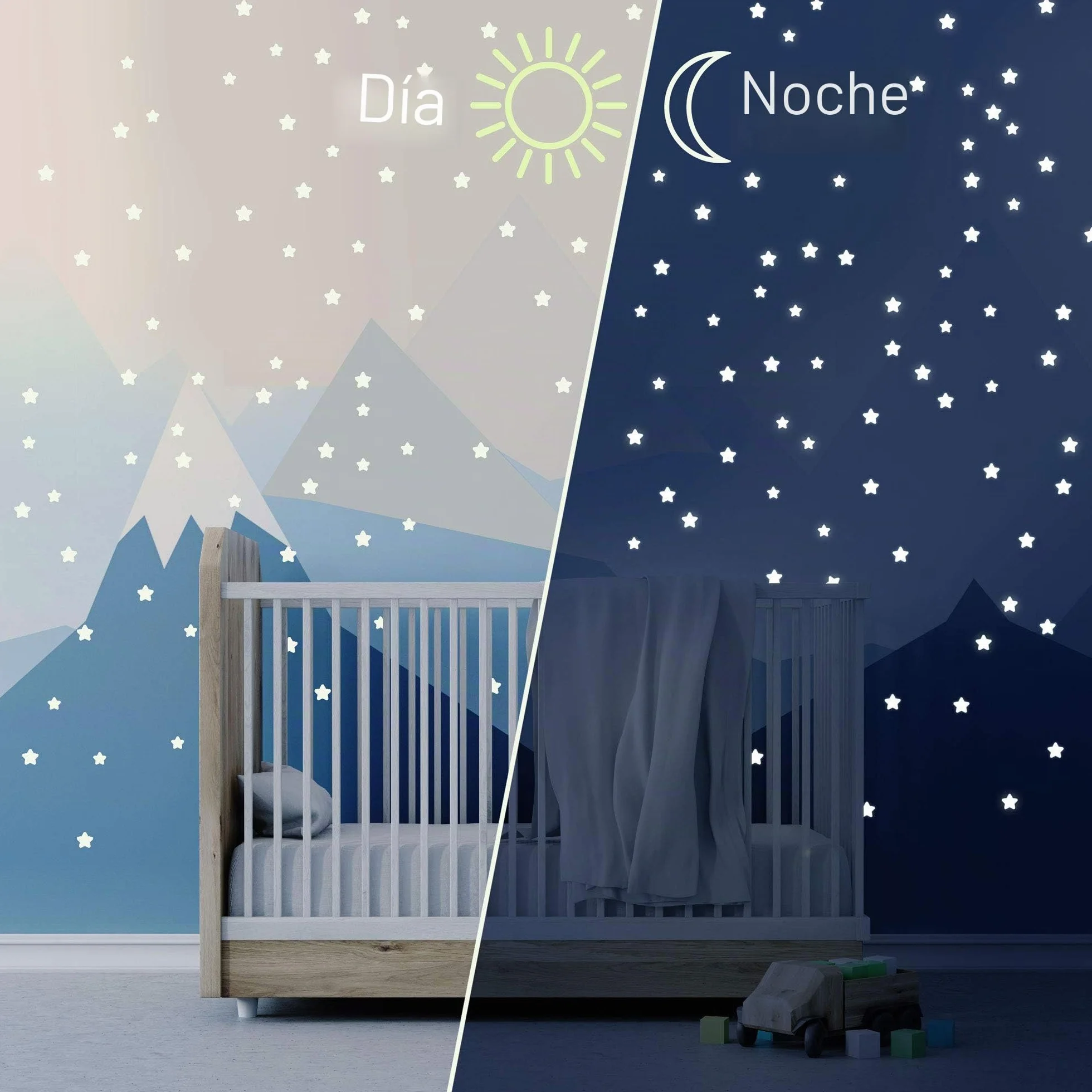 Pegatinas fluorescentes estrellas luminosas para techo y pared 452 pzas. Decoración dormitorio infantil