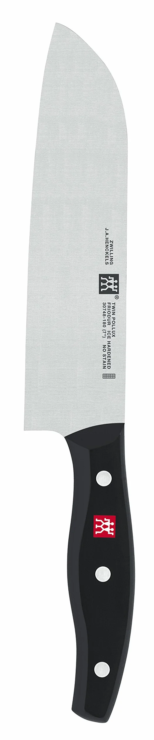ZWILLING Cuchillo Santoku, Longitud de la hoja: 18 cm, Hoja grande, Mango especial de acero inoxidable/plástico, Twin Pollux