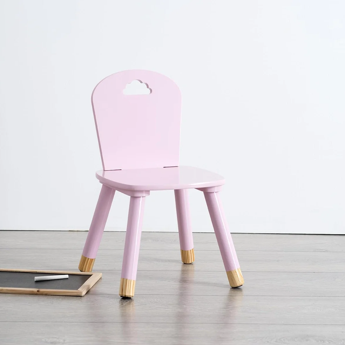 ATMOSPHERA CREATEUR D'INTERIEUR Silla de Madera para niños-Decoración Nube-Color Rosa, L. 28 x l. 50 x H. 28 cm
