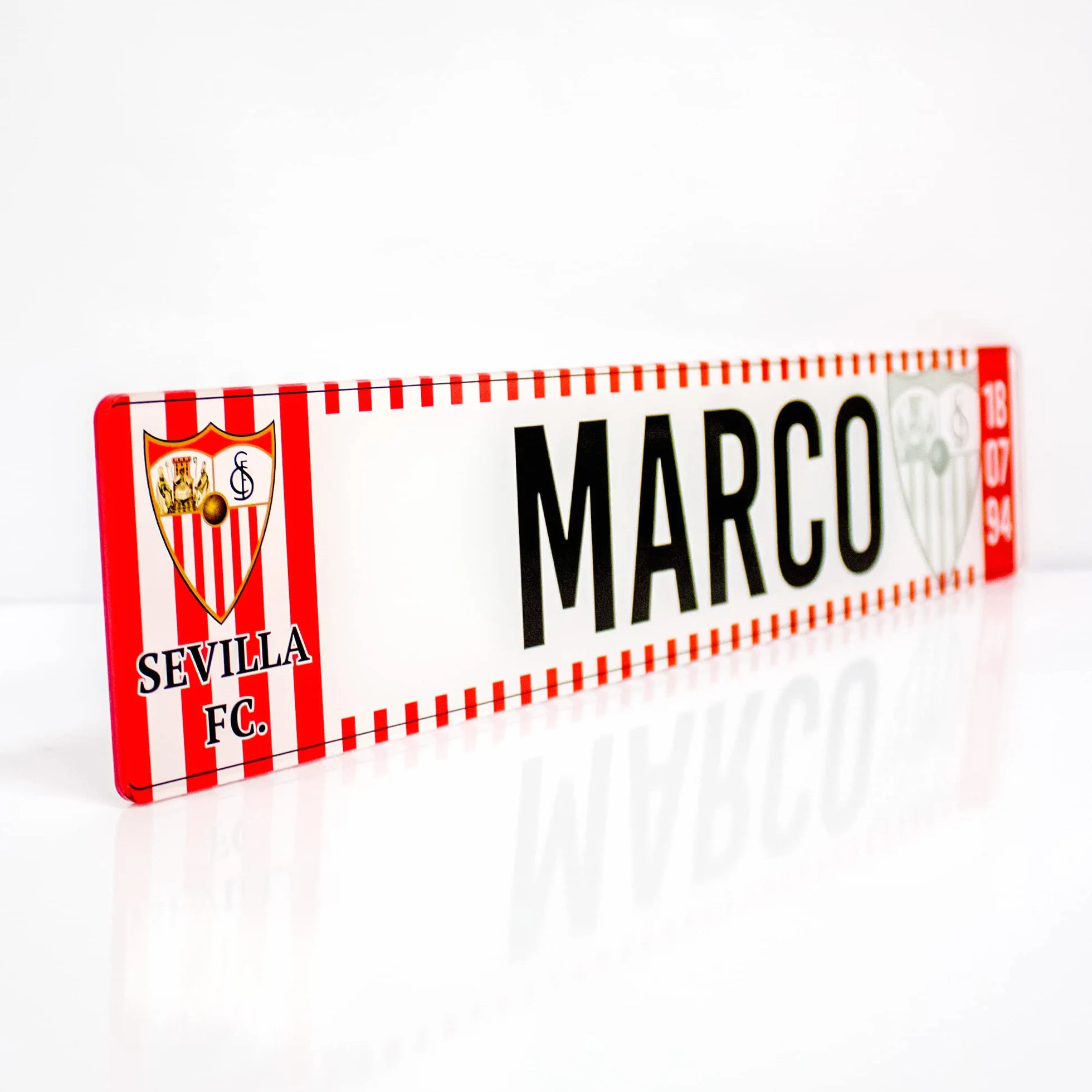Matricula Metacrilato Personalizada 38cm x 8cm Sevilla FC Equipo de Futbol Placa Impresion Directa