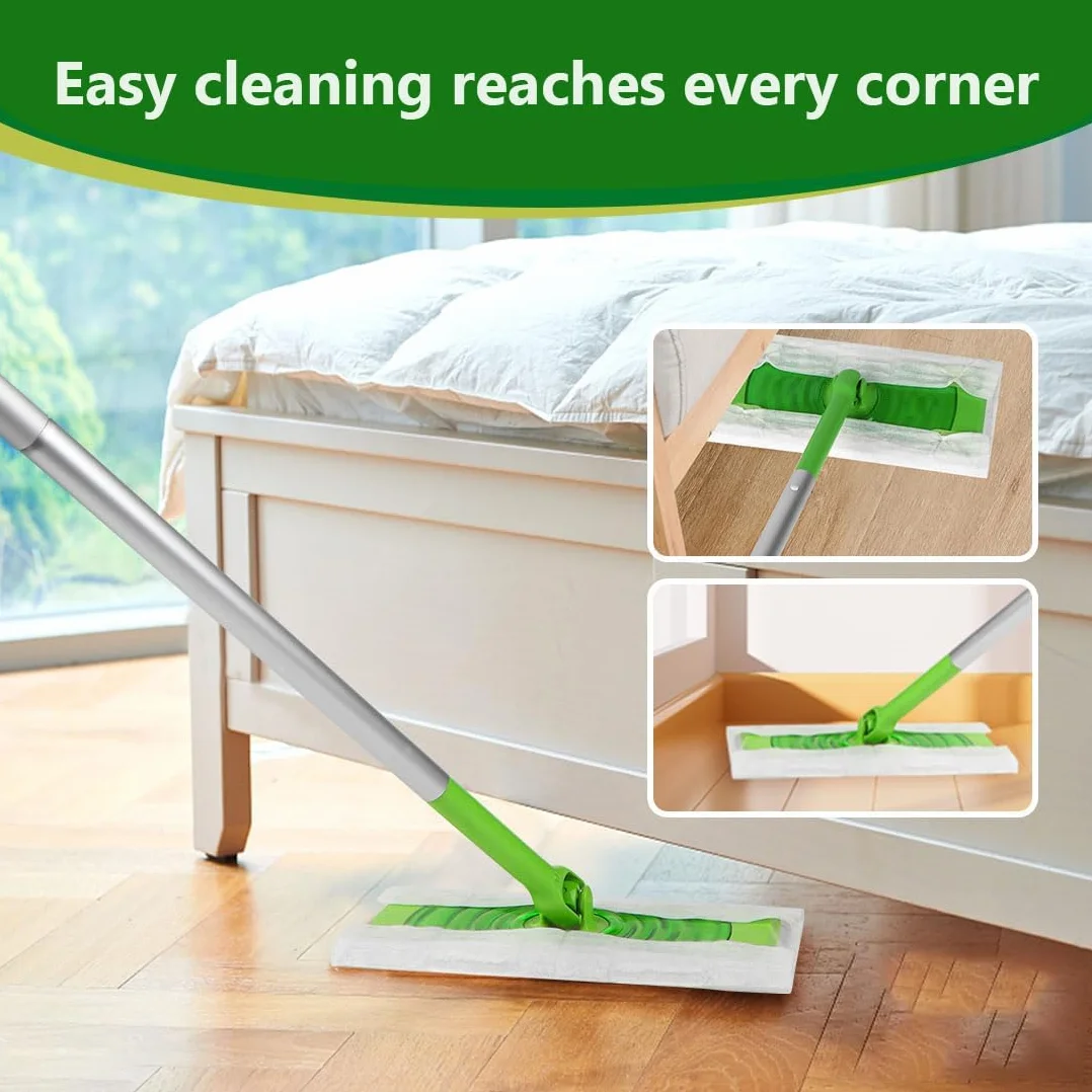 64 paños de limpieza en seco, compatibles con Swiffer Sweeper, recambios de plumero desechables, almohadillas para fregar y limpiar el suelo para una limpieza rápida y fácil
