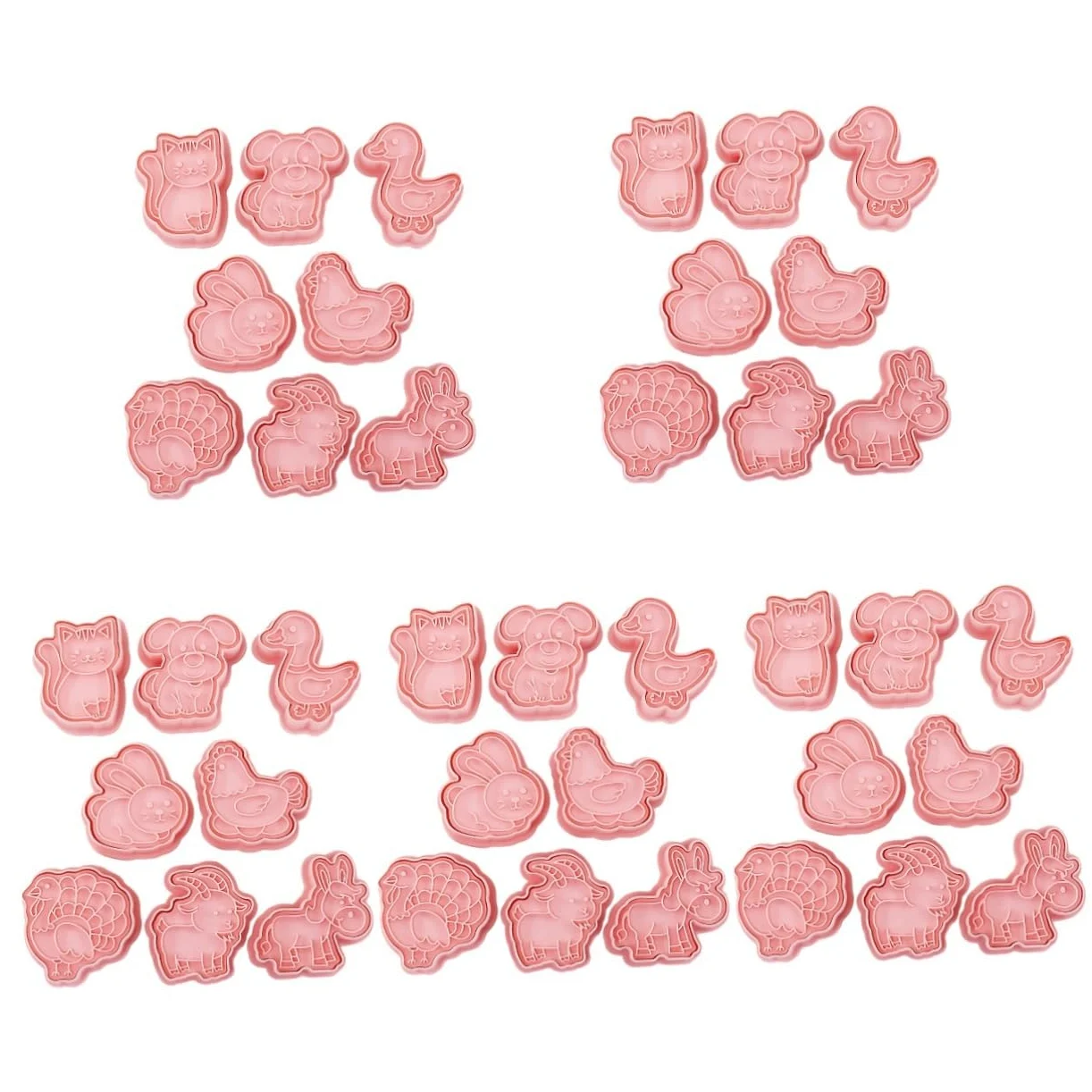 Cabilock 5juegos Cortadores De Galletas De Animales De Plástico Reutilizables Para Hornear Set De Moldes De Biscuit Para Repostería y Infantiles y