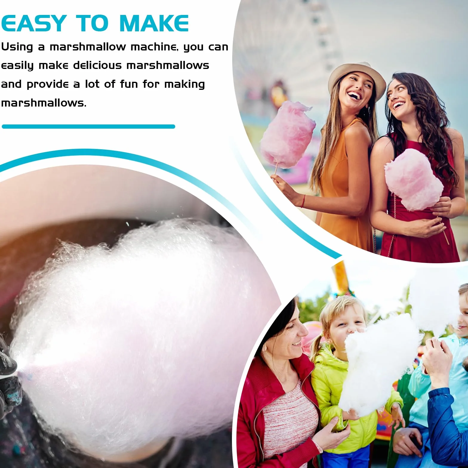 Máquina De Barba De Papá, Máquina De Candy De Algodón, Máquina De Dulces De Algodón, Eléctrico Candy Floss Maker 450w Con Accesorios Para Cumpleaños Varias Fiestas Fácil De Usar Y Limpiar