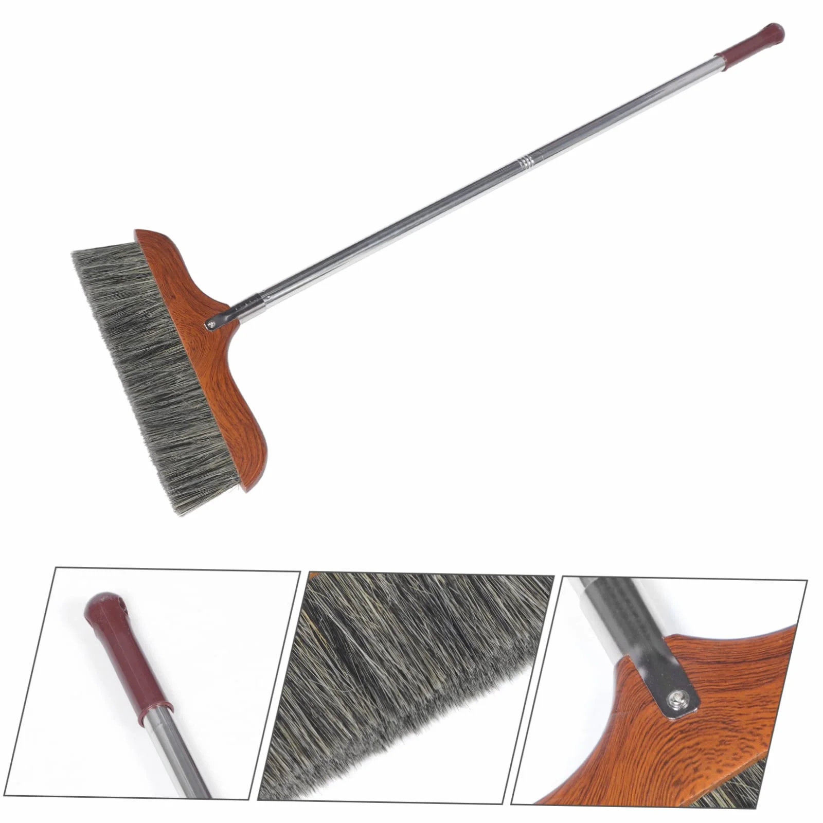 KOMBIUDA Escoba de empalme de madera para camping, escoba larga, escoba exterior, escoba para barrer interior, escoba telescópica, escoba de cocina, escoba de limpieza de suelos, escoba interior,