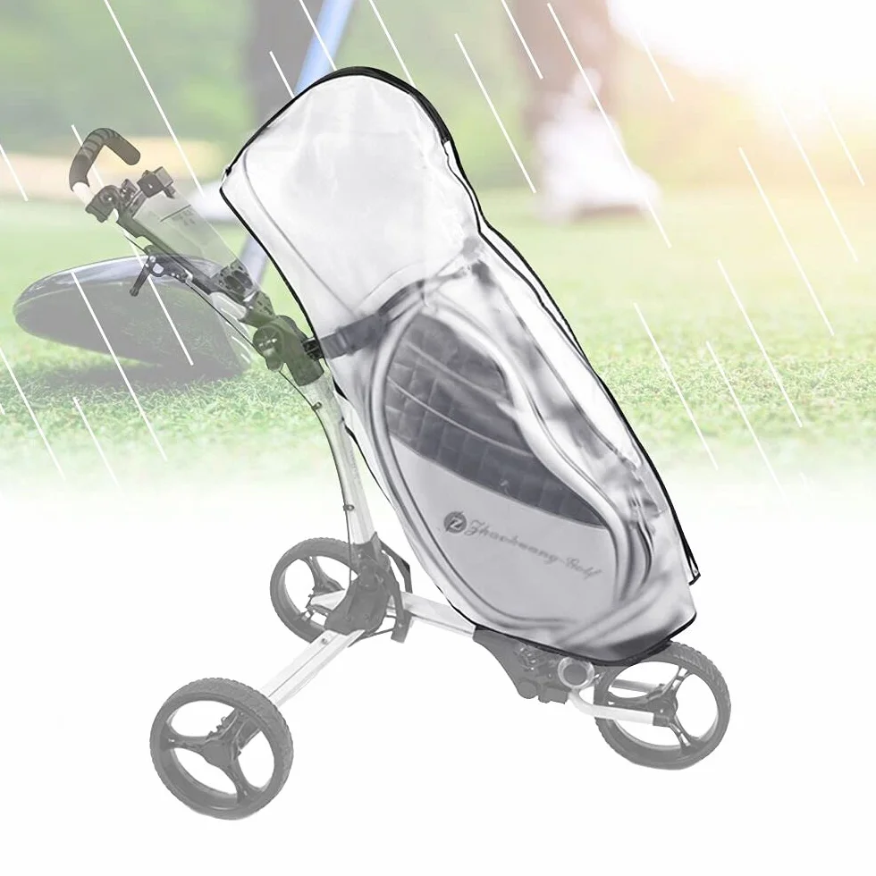 Fundas para Carritos de Golf Impermeable PVC con Cremallera Translúcido Capucha Portátil