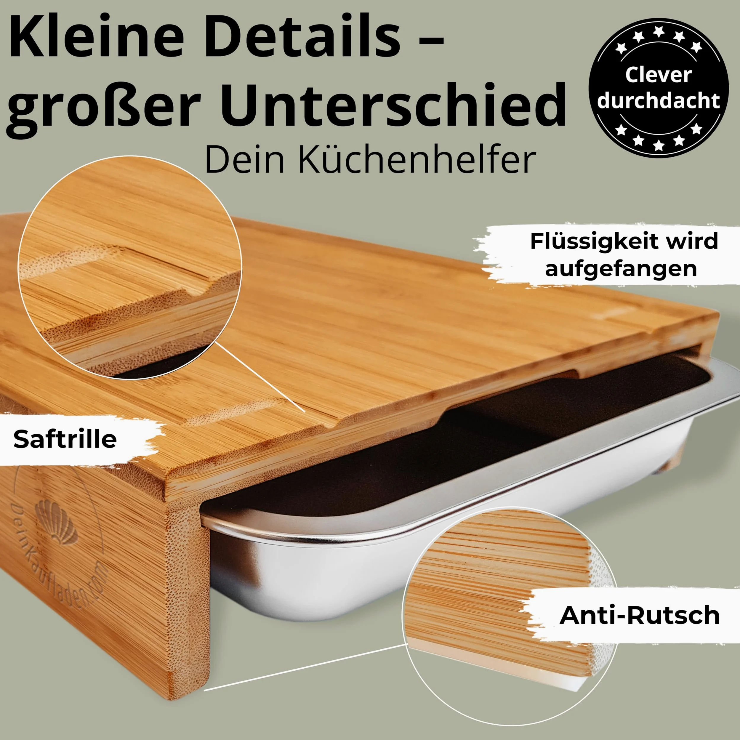 Tabla de cortar de madera con bandejas y tapas | cortar, recoger y almacenar | práctico accesorio de cocina | tabla de cortar ideal para cocinar de forma eficiente | Tabla de madera XXL para cocina
