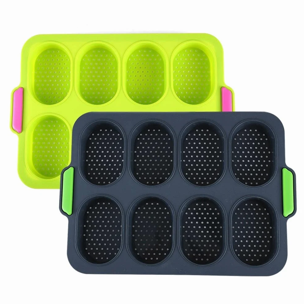 Moldes para Hornear Pan molde de la torta del silicón Baguette hornada hornear el pastel bricolaje Herramienta para La Cocina(Verde)
