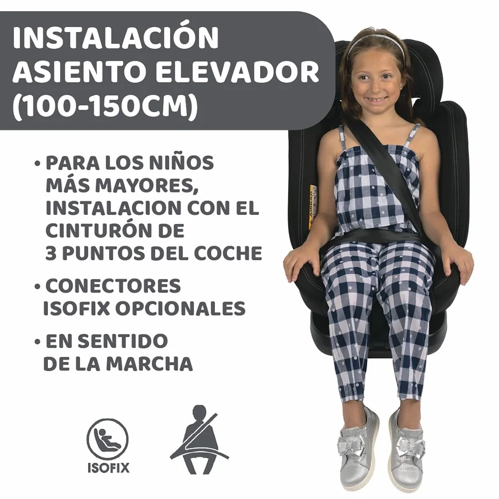 Chicco Unico EVO I'Size Classic Silla de Coche ISOFIX 360º Giratoria 40-150 cm Grupo 0123 Negra