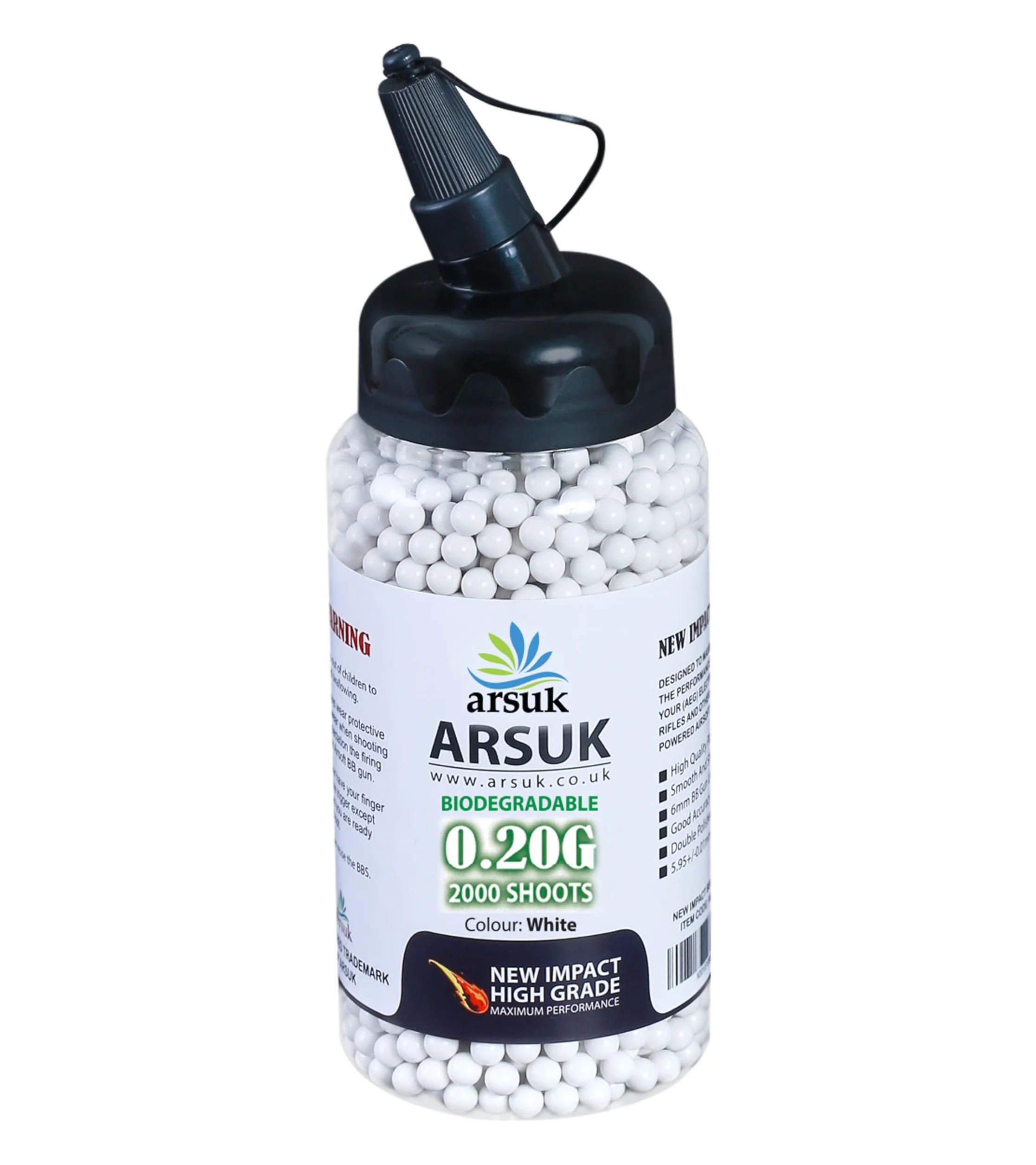 ARSUK Balines Airsoft Biodegradables 6mm 0,20g Bio BBS Sin Costuras para Tiro de Precisión