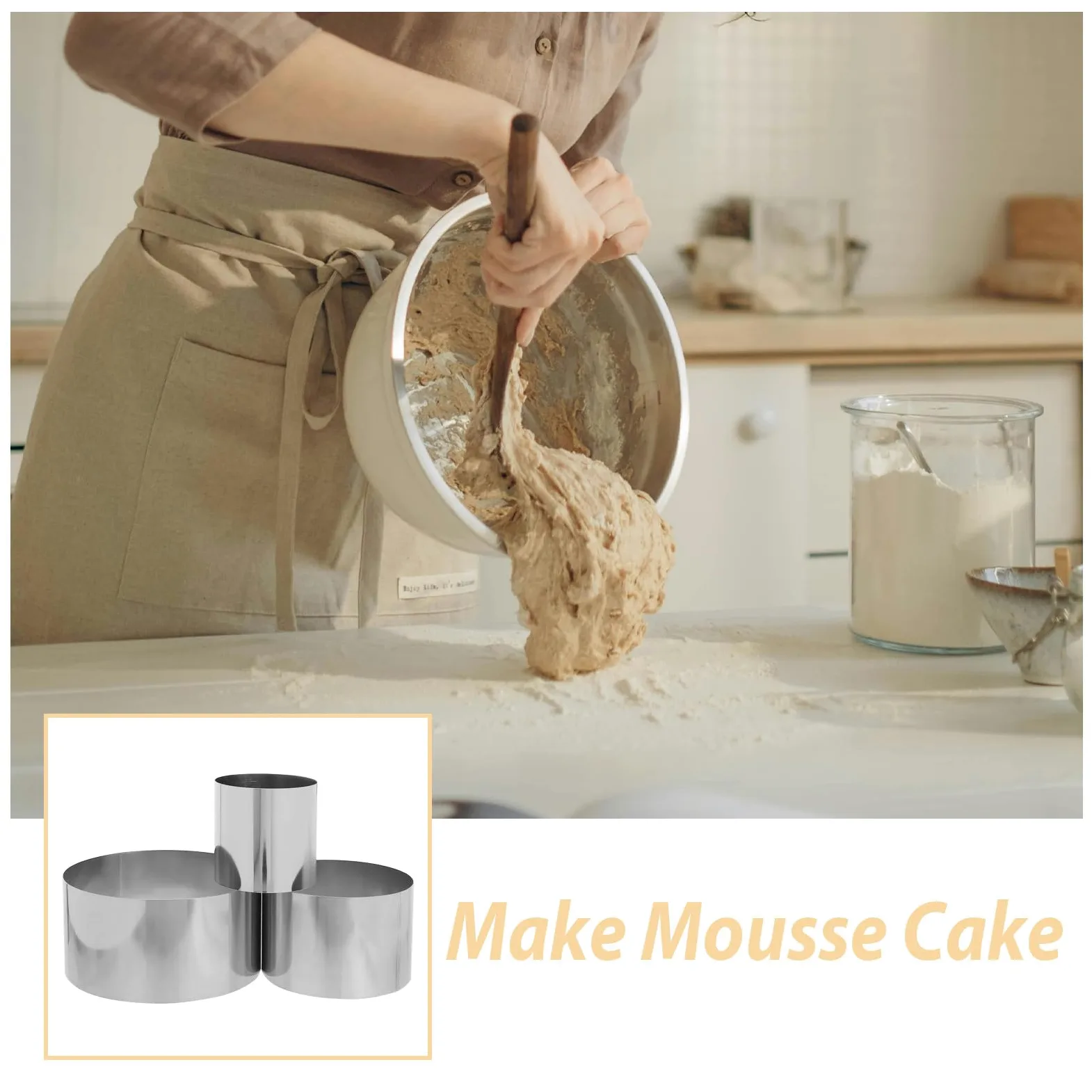 IMIKEYA Molde Redondo de Acero Inoxidable para Repostería, 3 Piezas Altura de 10cm, Fácil de Usar y Versátil para Fiestas de Cumpleaños y Bodas