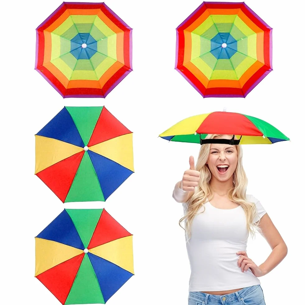 Sombreros de Paraguas Arcoíris con Banda Elástica para Pesca Playa Camping Senderismo