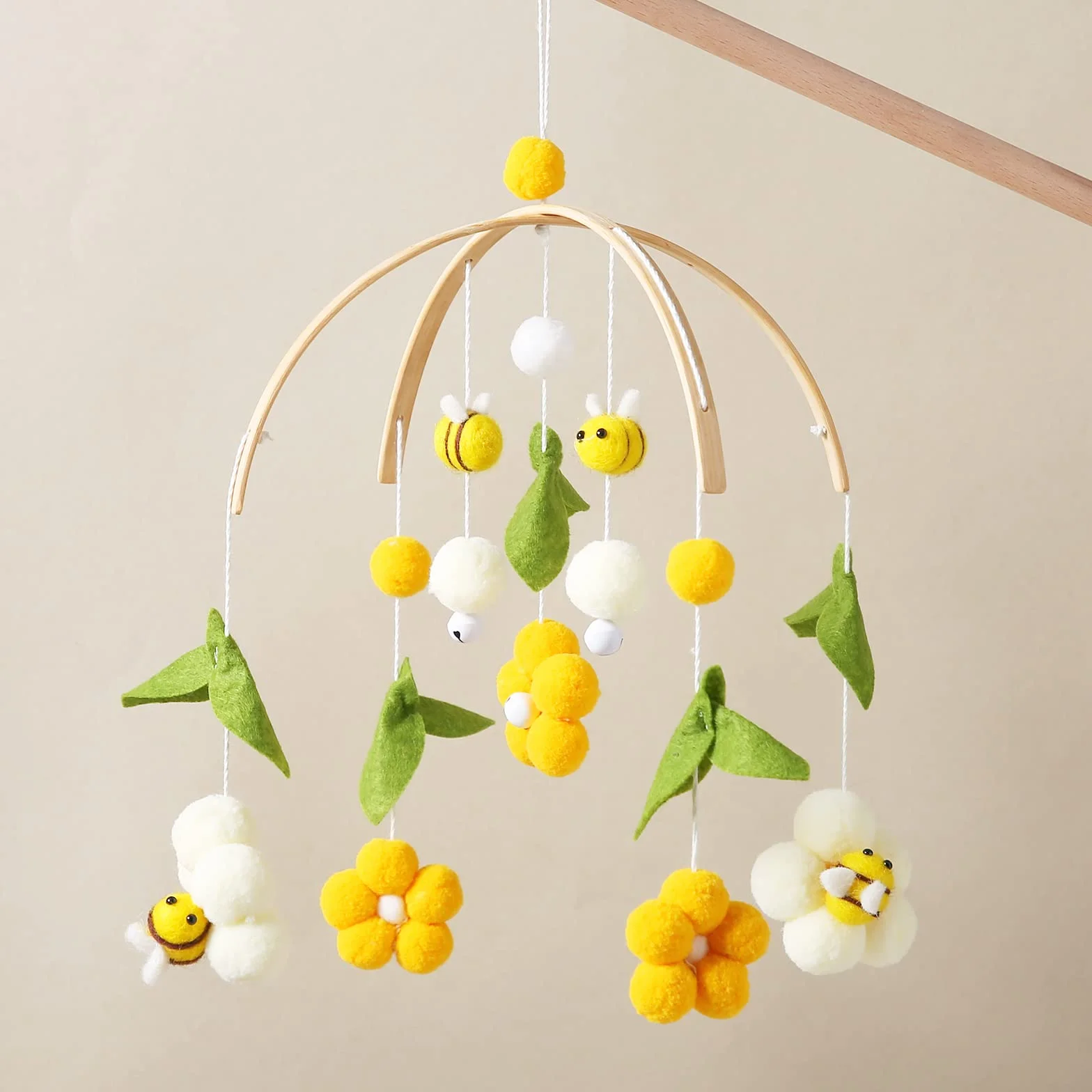Móvil de madera para bebé con abeja, carillón de viento, regalo recién nacido