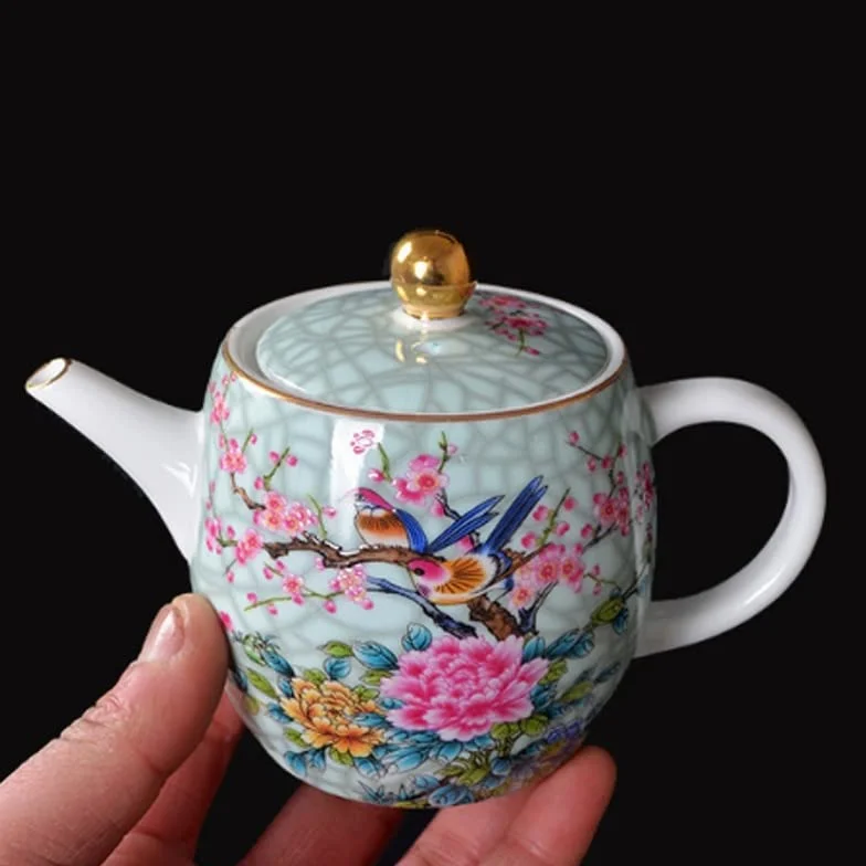 Tetera de cerámica, Juego de té de Kung Fu, Tetera Individual de Porcelana Azul y Blanca, Tetera pequeña con patrón de Flores para el hogar