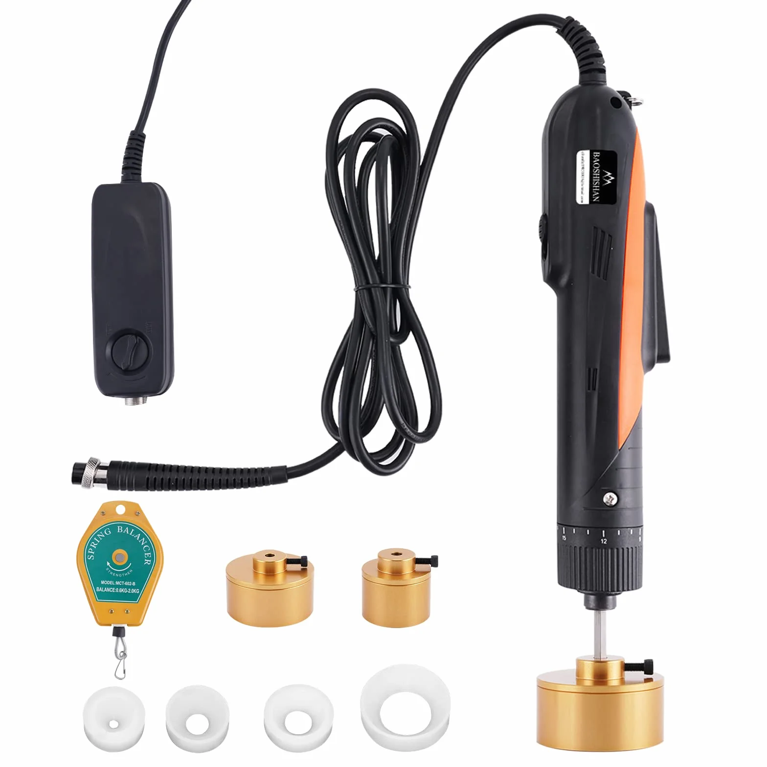 BAOSHISHAN Máquina taponadora eléctrica de botella con control de velocidad, tapadora de tornillo de mano, velocidad de 500-1000 RPM para tapas de botellas de 10-50 mm