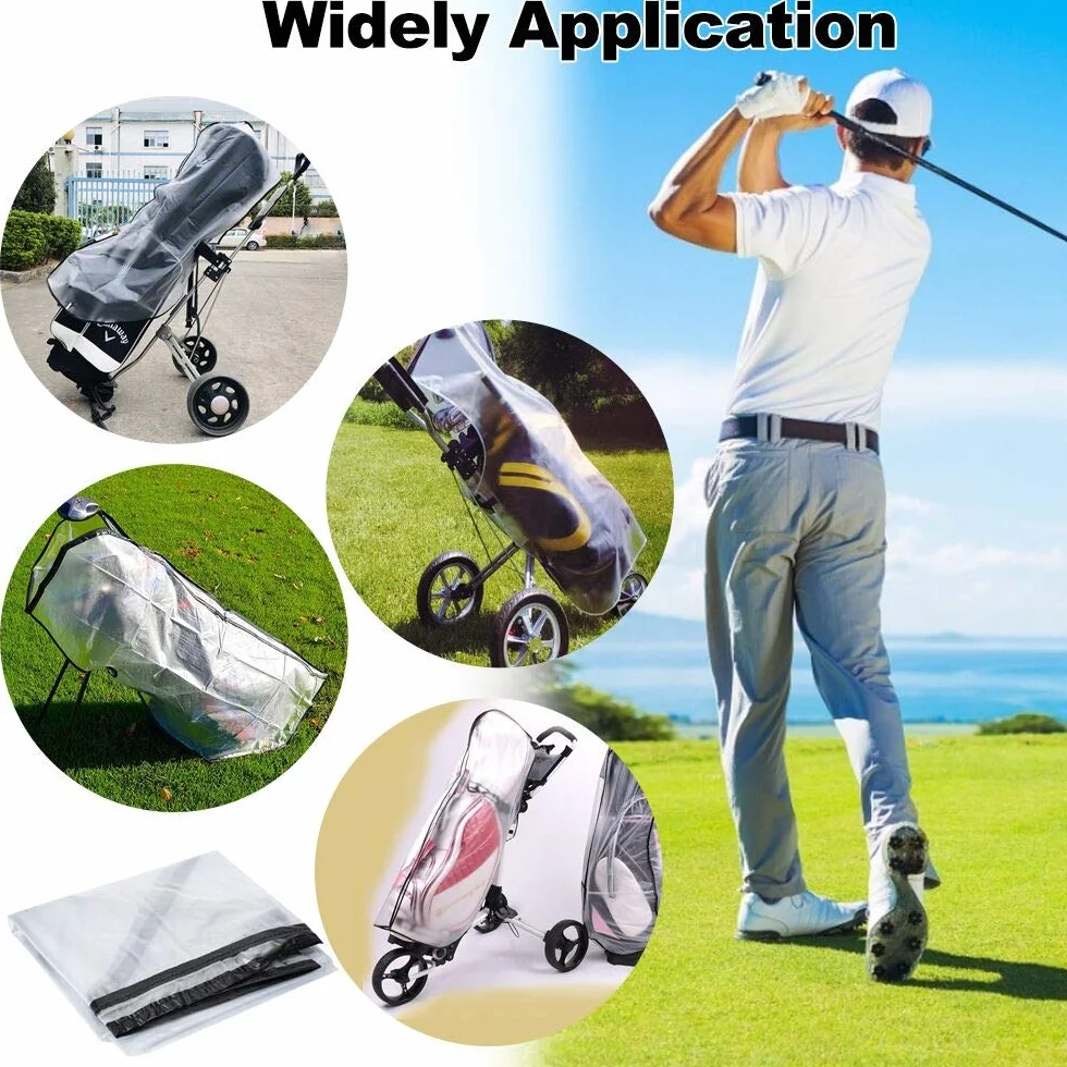 Fundas para Carritos de Golf Impermeable PVC con Cremallera Translúcido Capucha Portátil