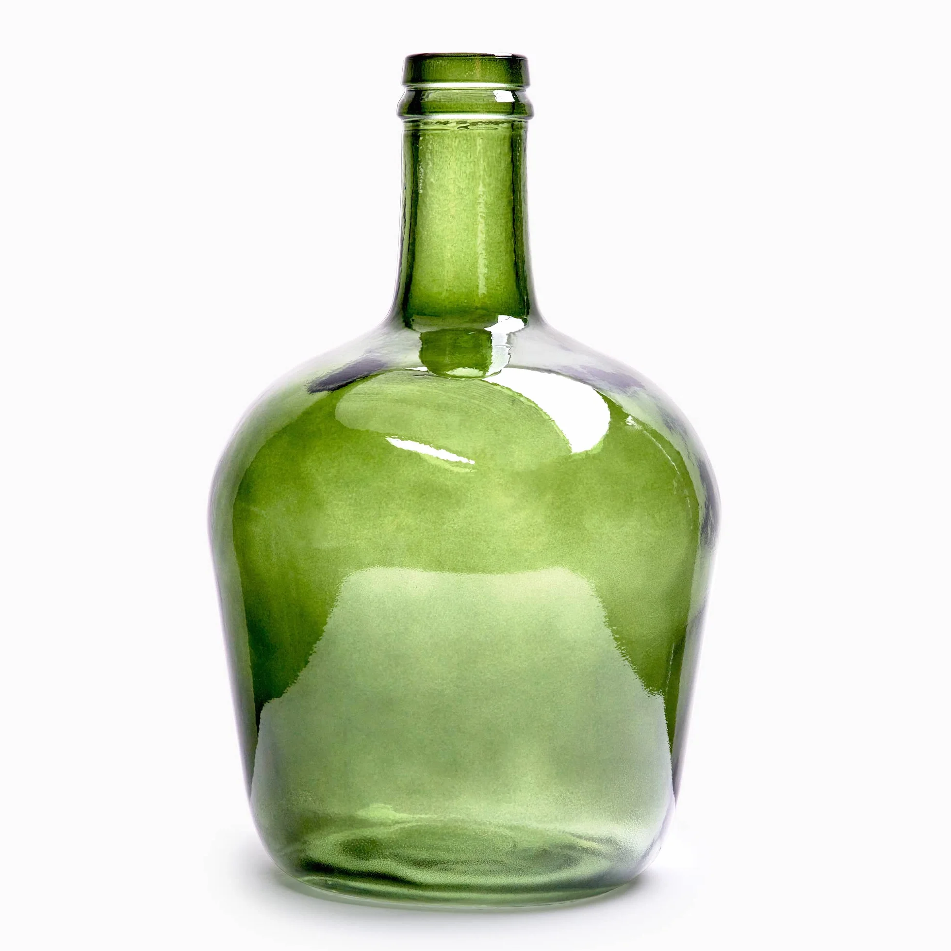 Garrafa de Vidrio Damajuana Artesanal 4L Lisa Color Verde Oliva - Botella o Garrafa de Cristal Estilo Mediterráneo para Decoración de Hogar como Jarrón o Florero