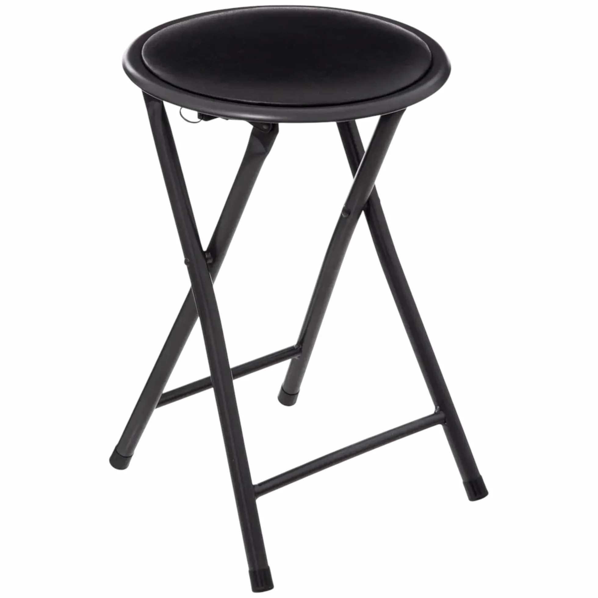 TIENDA EURASIA - Taburete Plegable Cocina | Estructura de Metal | Asiento Acolchado | Anilla de Seguridad | Medida 45x30x30cm | Peso Máx 100Kg (Negro)