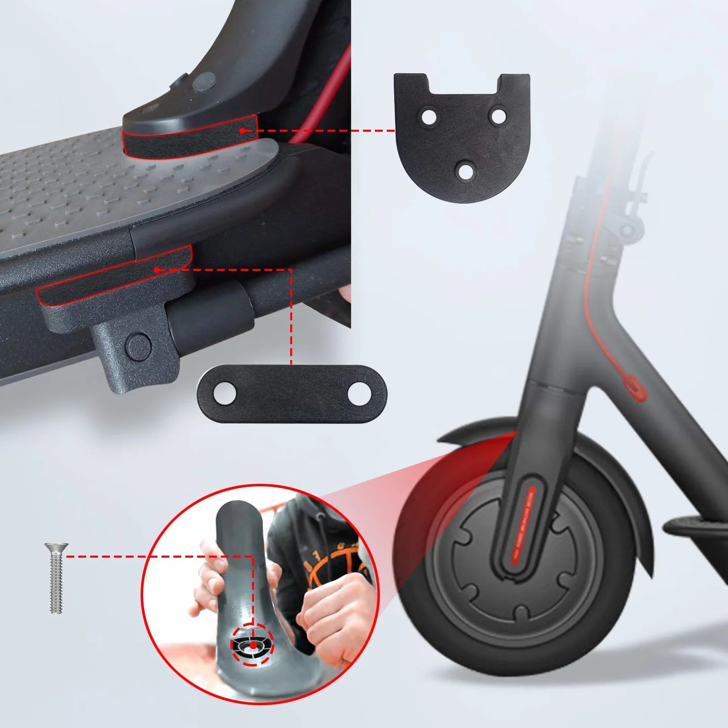 ANSENI Kit de ruedas Wanda 10 pulgadas compatible Xiaomi M365 1s Essential Pro Pro2 reemplazo scooter eléctrico Negro
