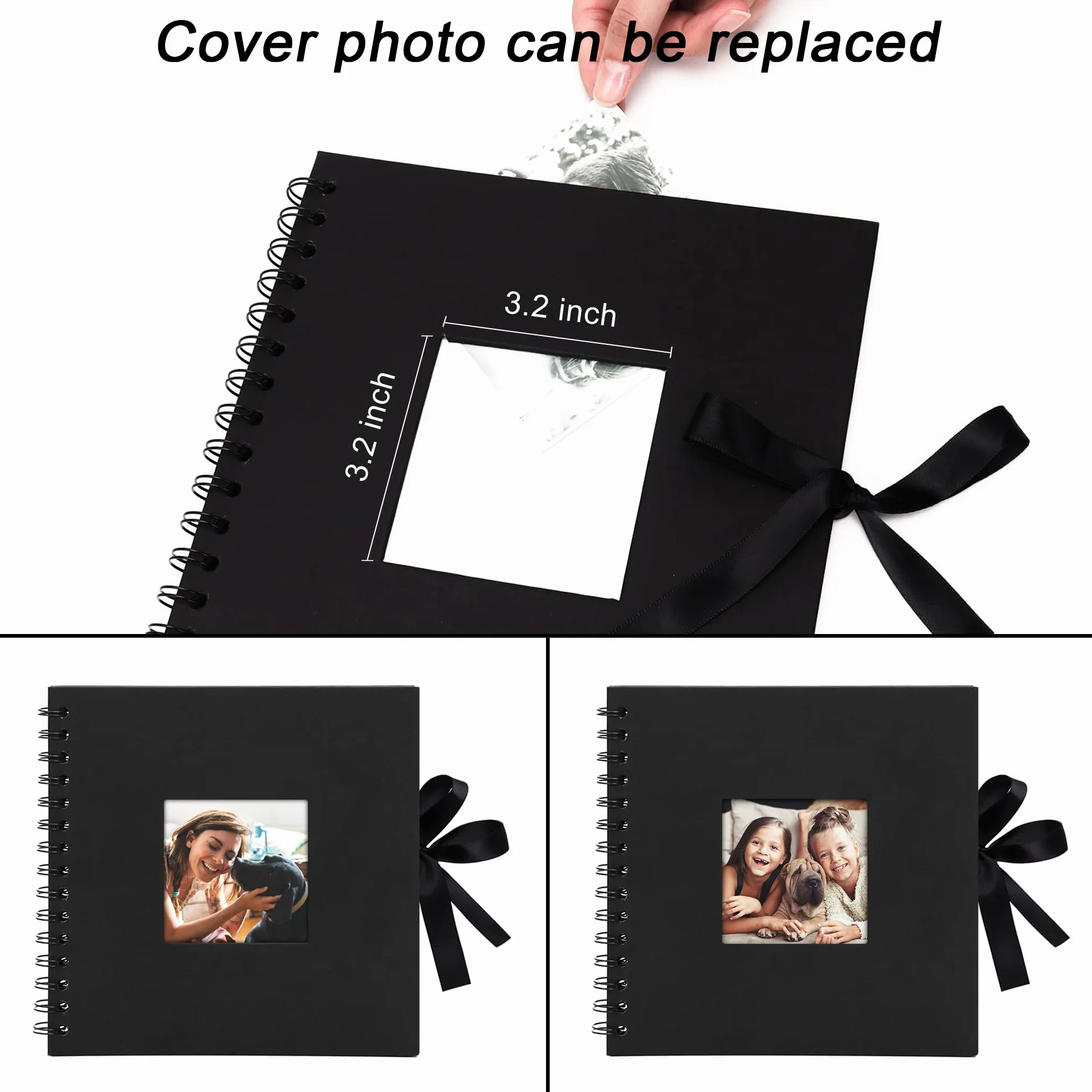 Vienrose Álbum Fotográfico de Álbum DIY Spiral Scrapbooking Álbumes de Recortes 20,5x20,5 cm 40 Páginas Negros Regalos de Valentino Boda Aniversario Nacimiento Bebé Cumpleaños y Recuerdos Familiares