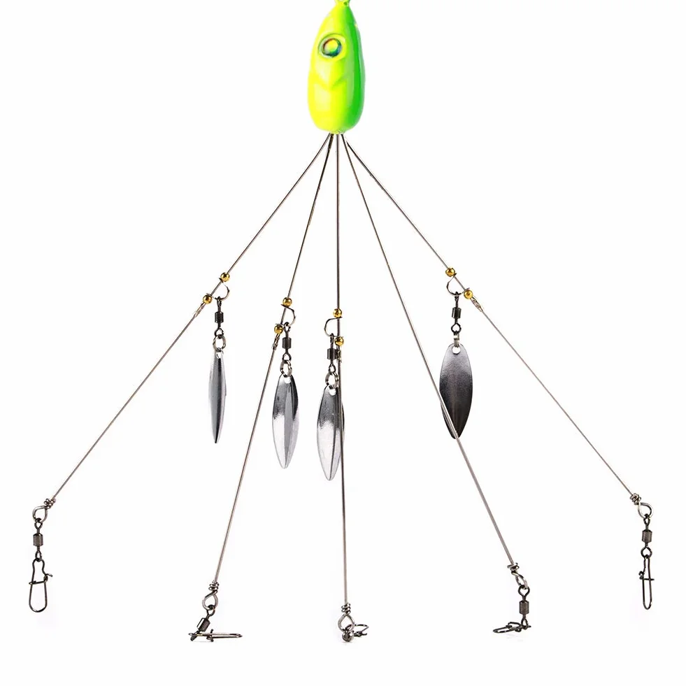 Alomejor señuelo pesca paraguas 5 brazos lentejuelas giratorias cebo plataforma 18g