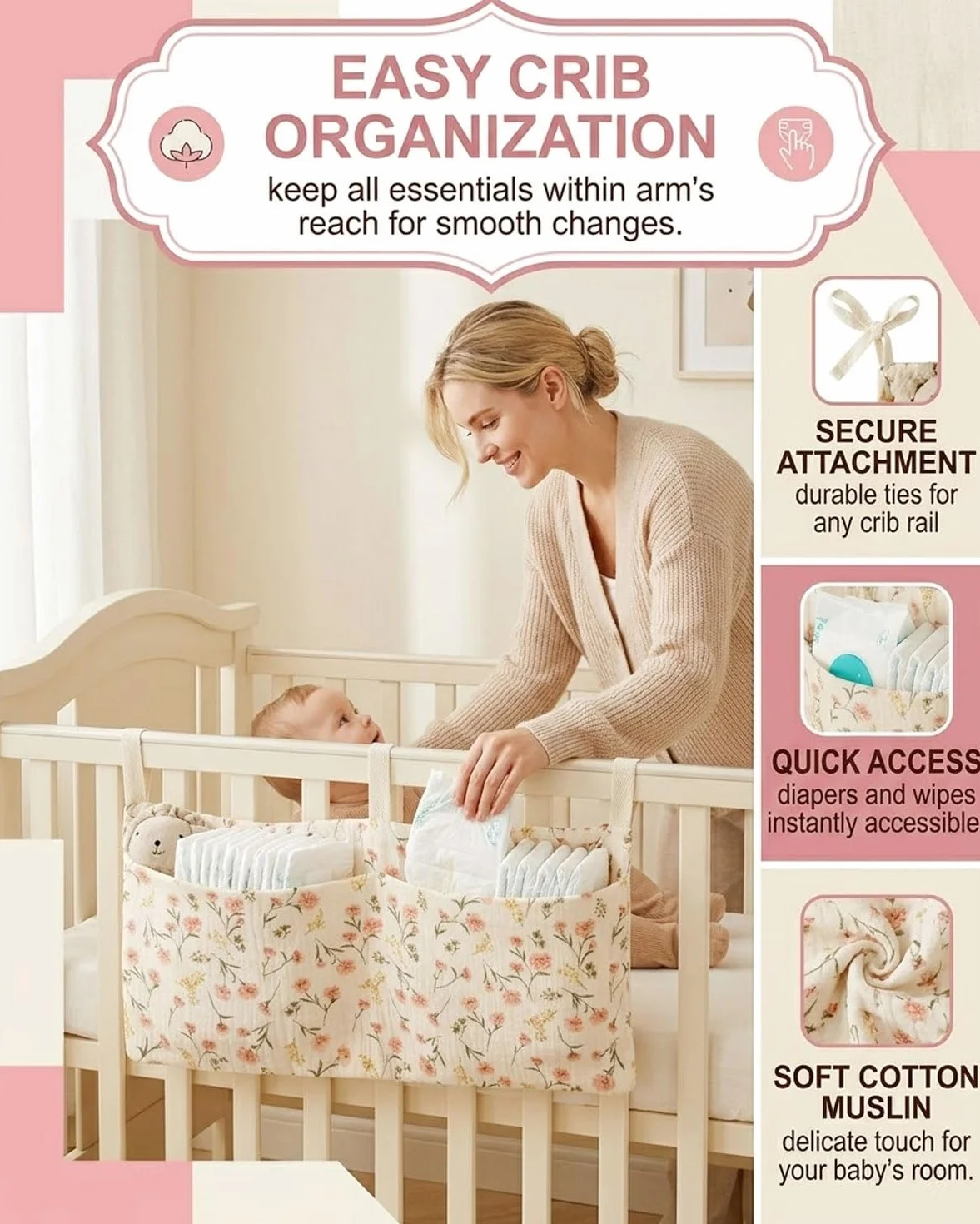 Organizador Cuna Colgante Bolso Almacenamiento Bebé Juguetes Pañales Ropa