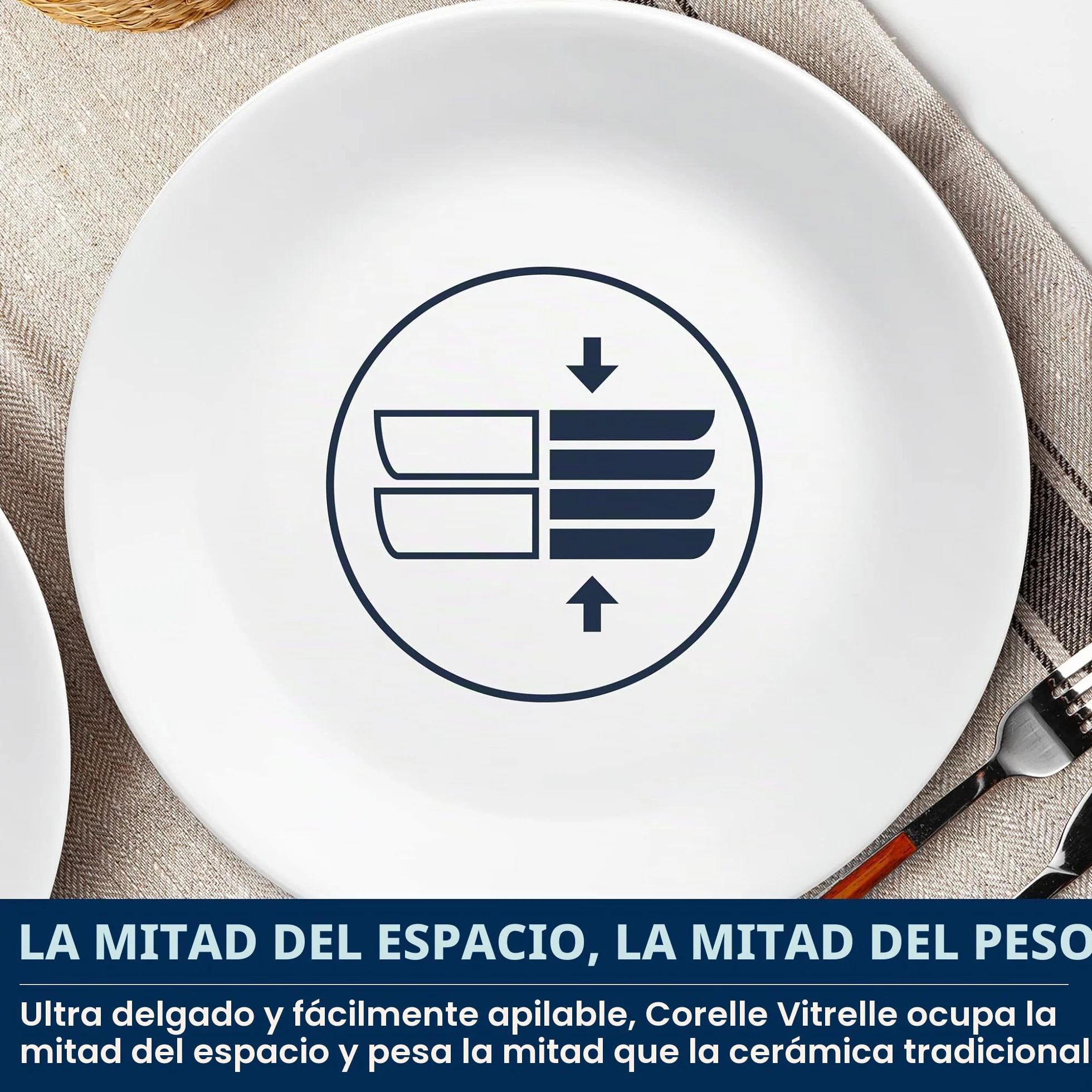 Corelle Winter Frost juego de vajilla 12 piezas para 4 personas, resistente Vitrelle vidrio ultrarresistente, microondas, horno, congelador y lavavajillas, diseño festivo blanco