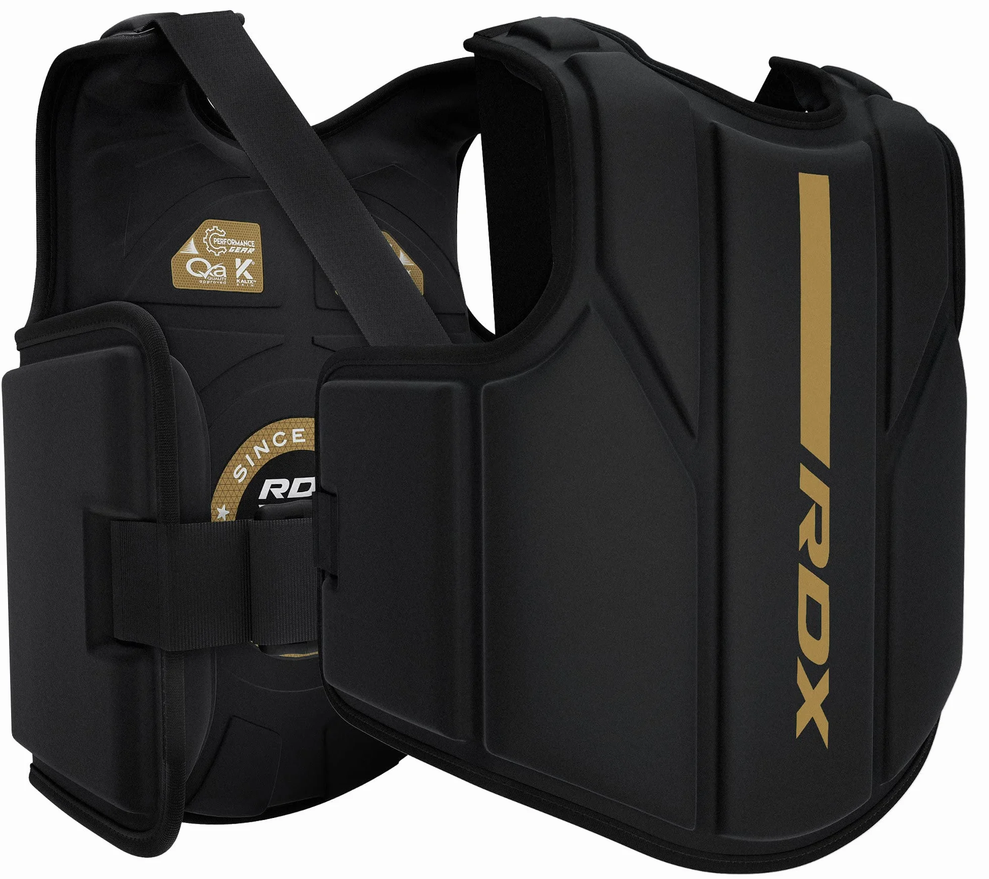 RDX Protector de Pecho Maya Hide Cuero Acolchado Ajustable para Muay Thai Kickboxing Artes Marciales