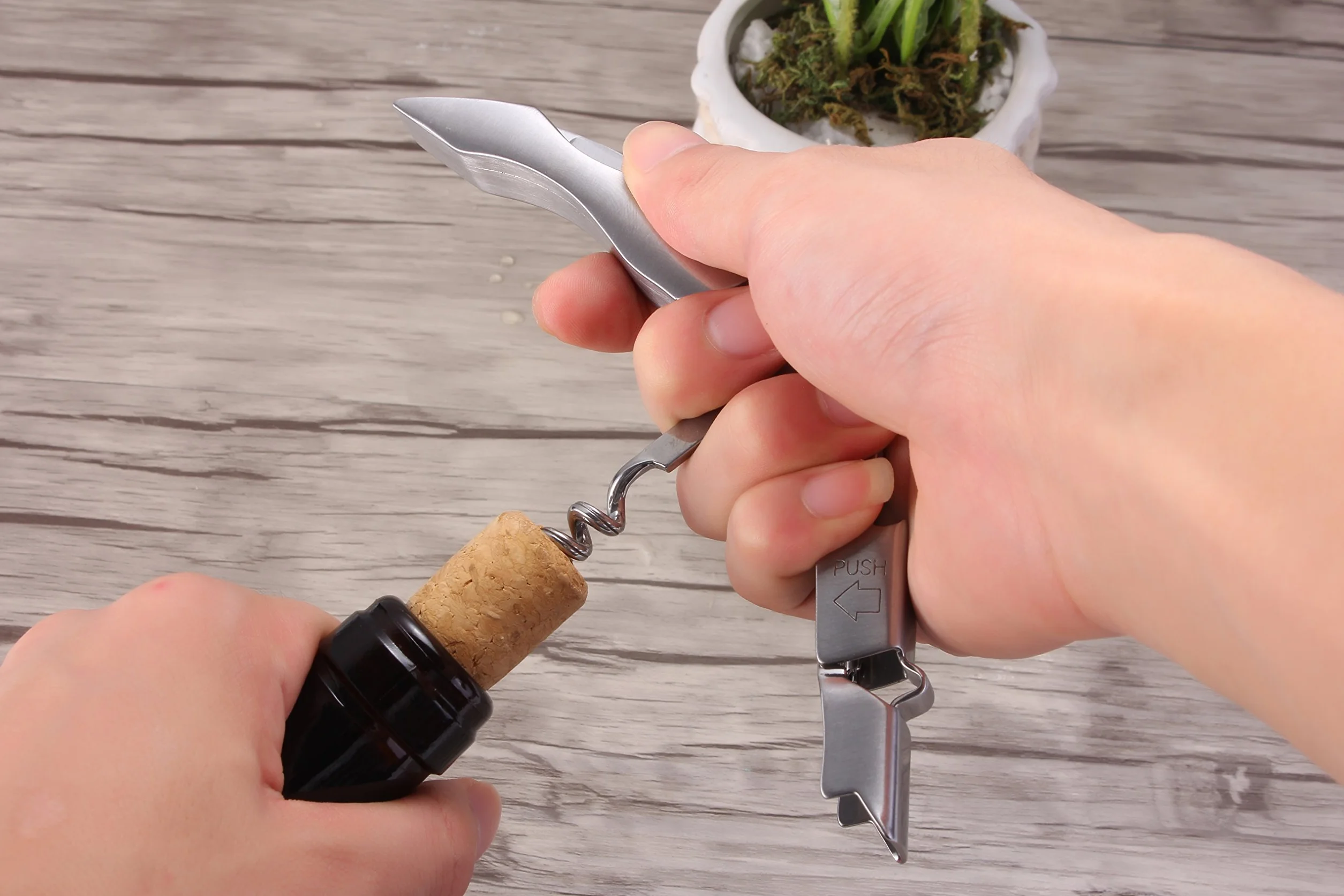 Sacacorchos de camareros - GWCLEO abridor de vino acero inoxidable para sumiller y camareros, abridor de botellas y cortador de hoja
