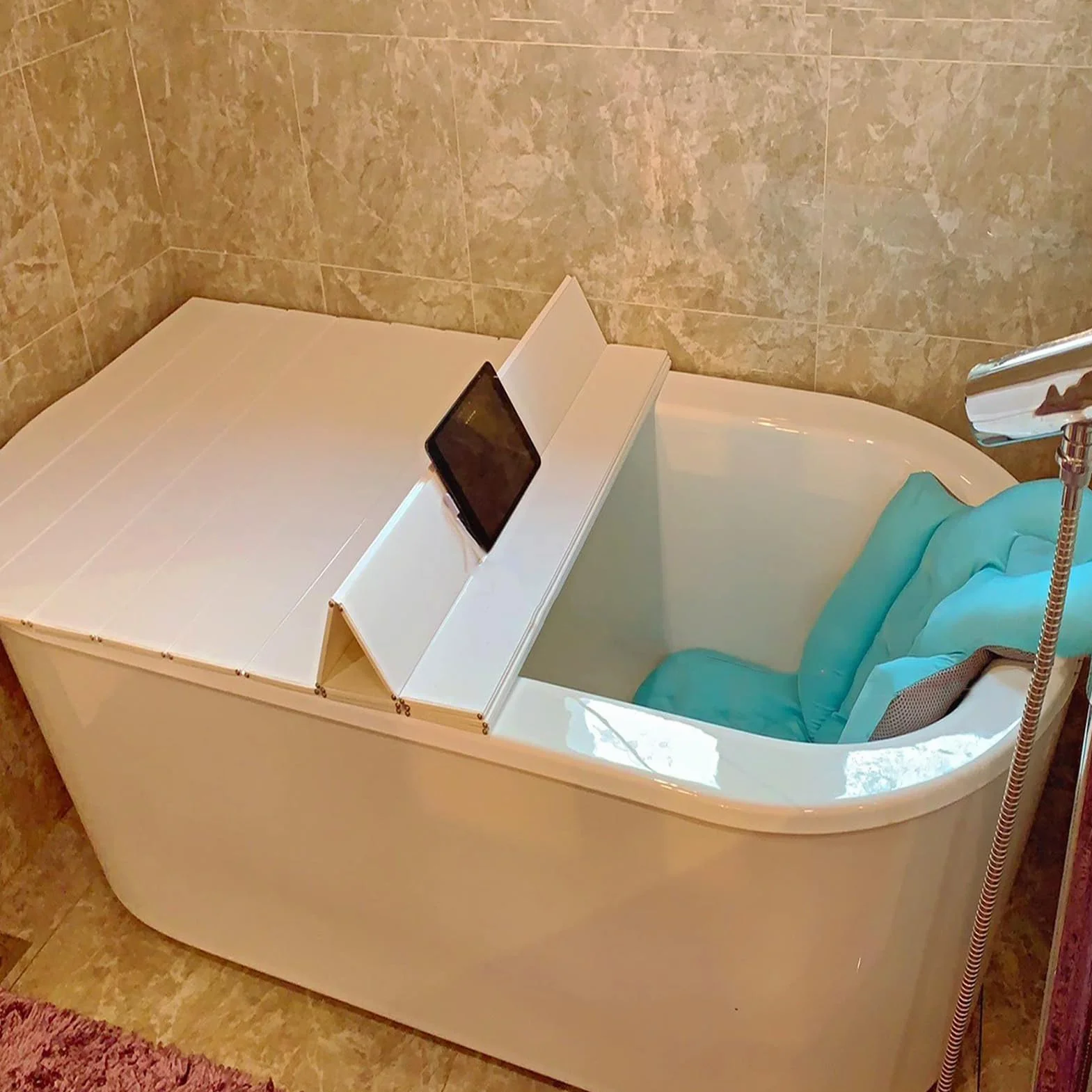 Cubierta de Bañera, Estante de Baño de Pvc, Cubierta de Bañera Plegable Cubiertas Bañera, Cubierta de Baño, Panel Aislante Antipolvo Bañeras para el Hogar Baño Spa Vivo, Blanco
