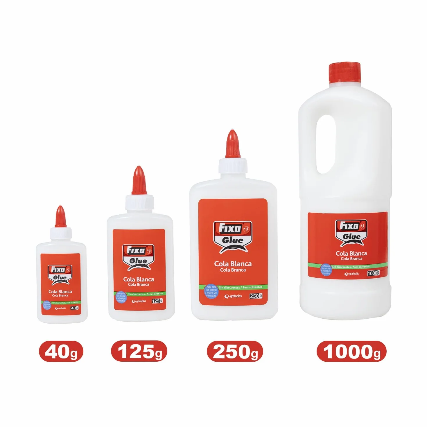 Fixo | Glue Cola Blanca Líquida Uso Escolar y Manualidades | 1Kg | Adhesión Confiable en Diversos Materiales