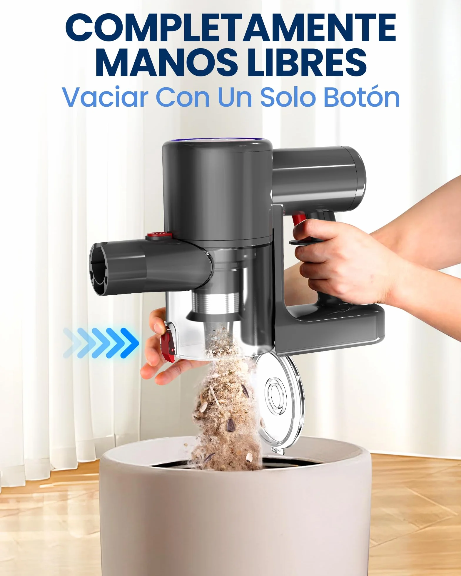 DP2 Aspiradora Sin Cable con Doble Batería, 45KPa/60Min/500W, Pantalla LED, Tubo Telescópico, Autónomo, Luz Verde, Aspiradora Escoba Sin Cable para Pelo de Mascotas/Alfombras/Suelos Duros
