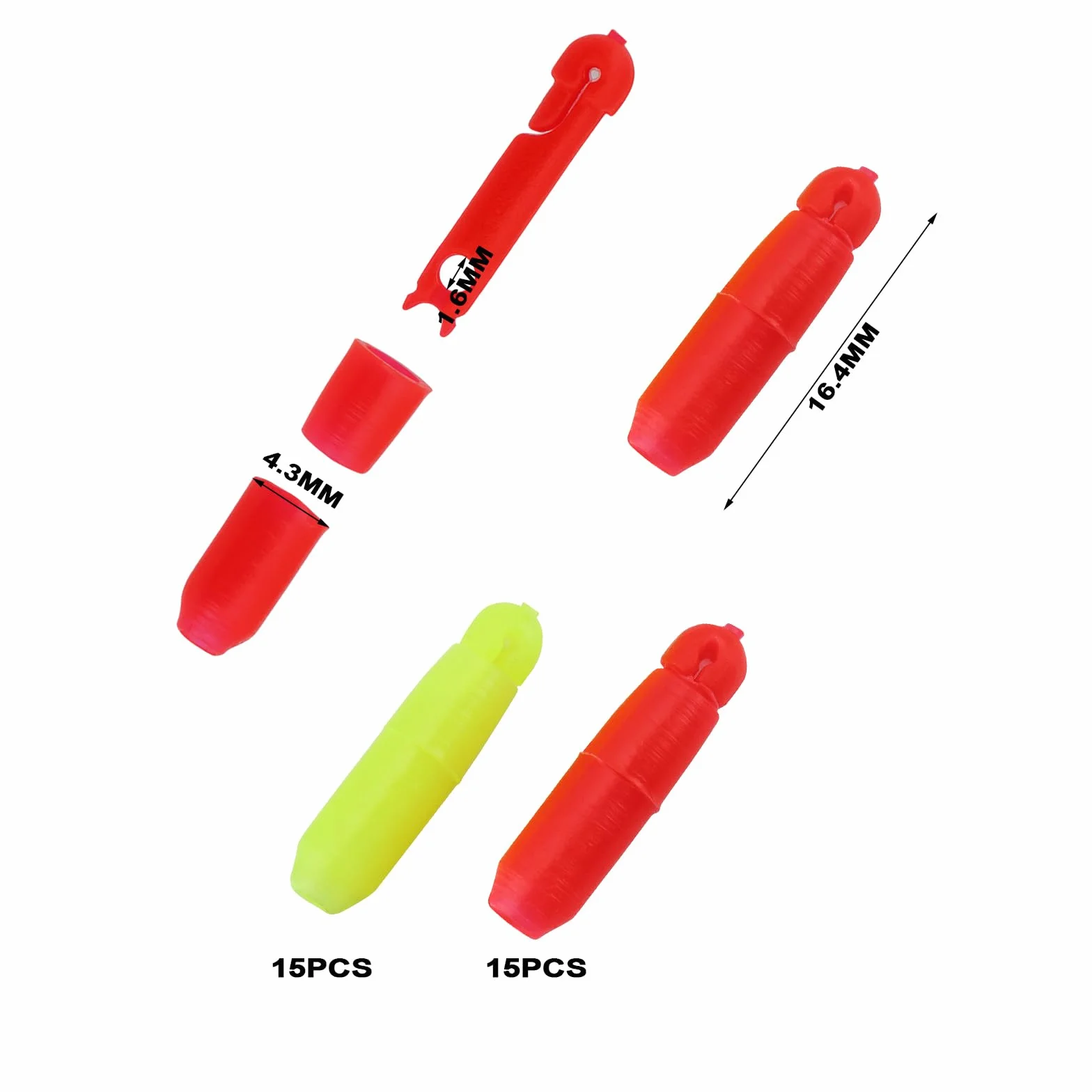 Conectores Elásticos para Caña de Pescar 16,4 mm Accesorios de Pesca 30 Piezas