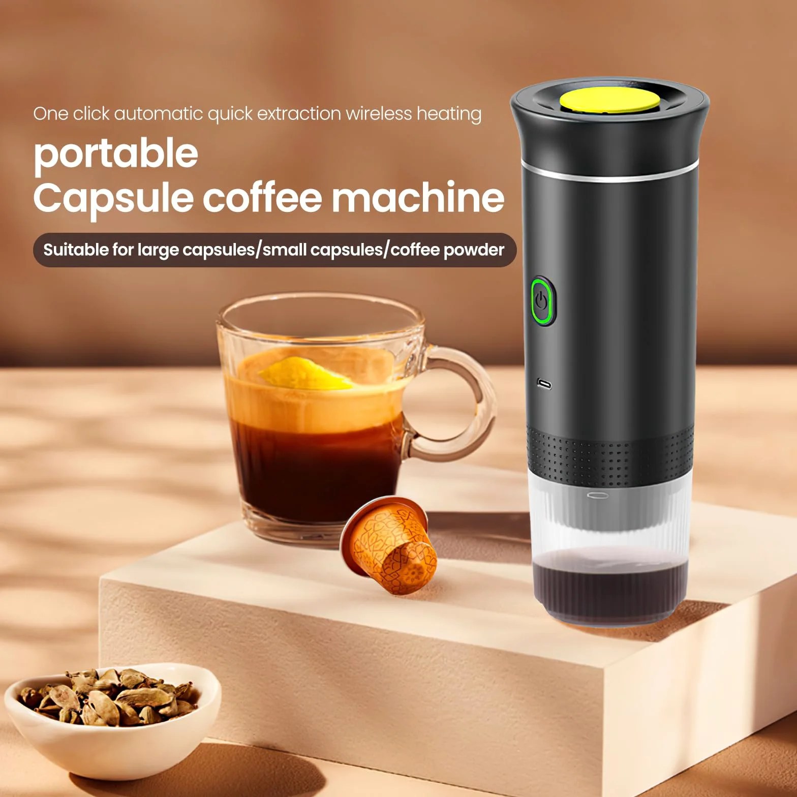 Eznaobo Cafetera Portátil Cafetera Cafetera de Café Café Portátil Cafetera Expresso Calefacción Eléctrica de Viaje para 12 V Coche y Camping (Blanco, 60 ml)