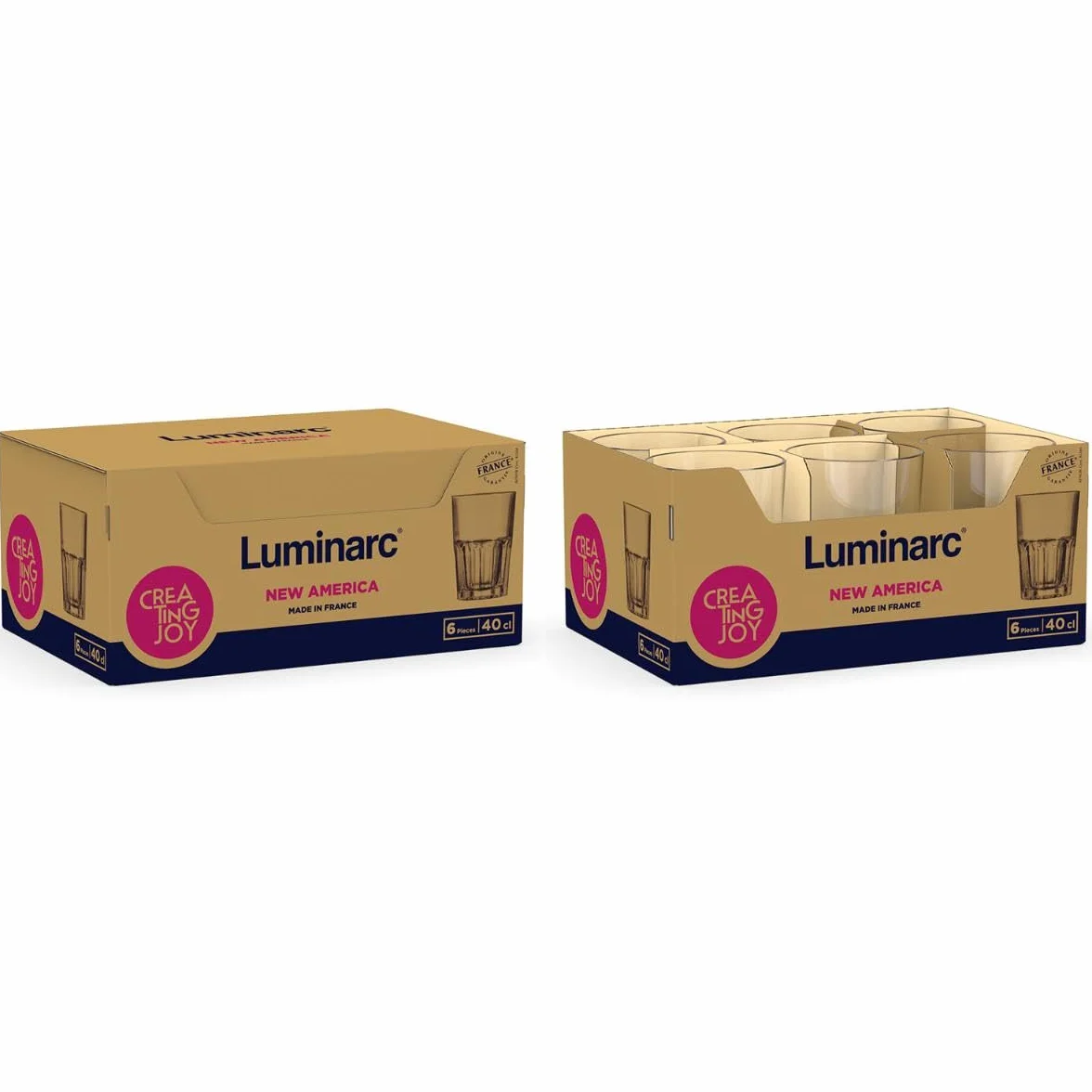 Luminarc New America Set 6 Vaso Alto Vidrio Eco 40cl Sodo Ecológico