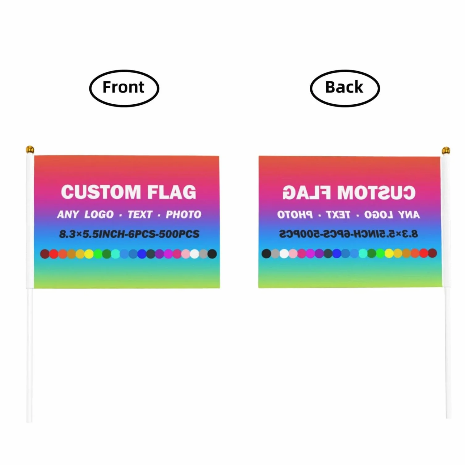 Bandera de Mano Personalizada con Mástil, Minibanderas con Logotipo, Bandera Pequeña para Eventos Deportivos