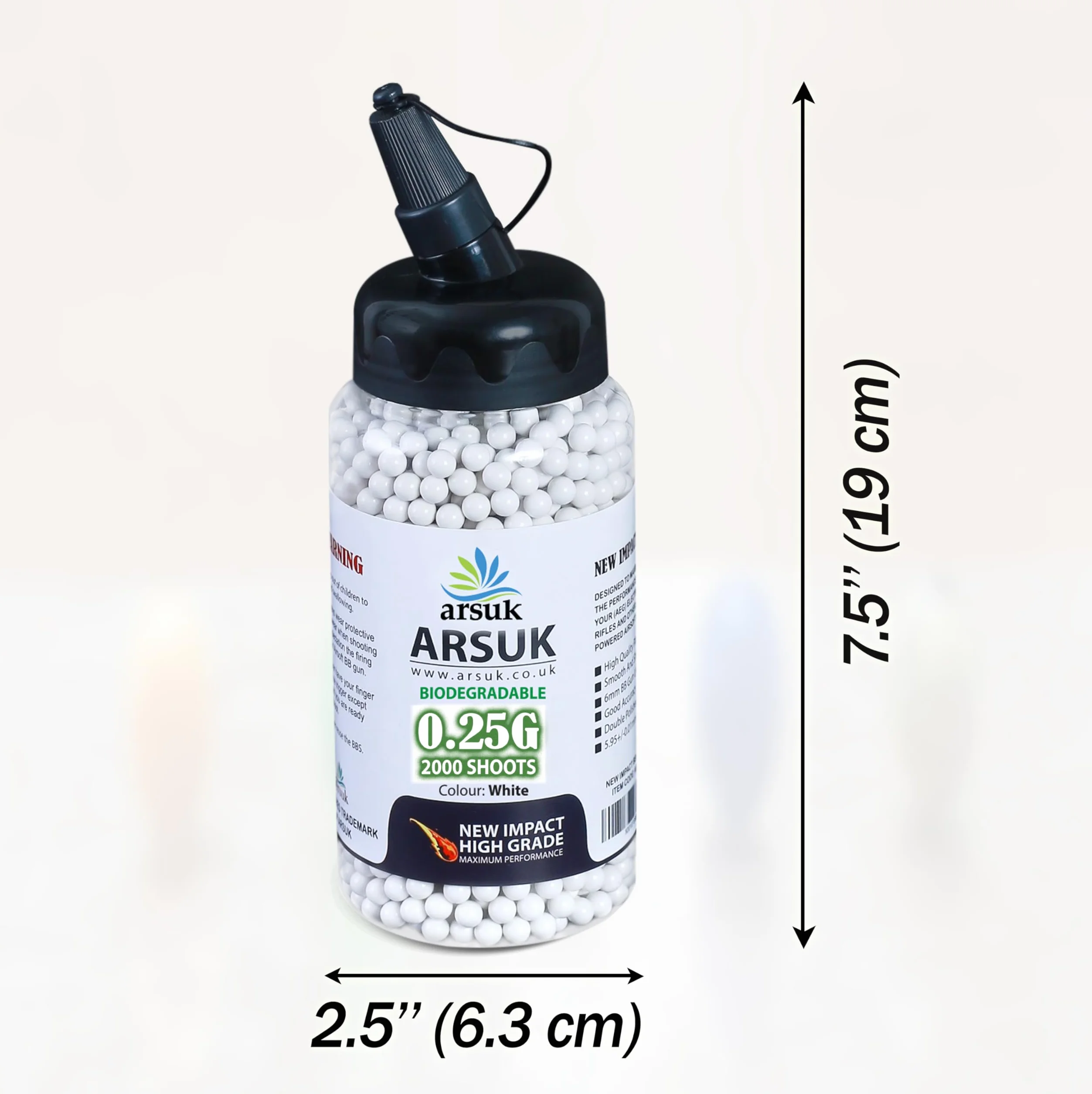 ARSUK Balines Airsoft Biodegradables 6mm 0,20g Bio BBS Sin Costuras para Tiro de Precisión