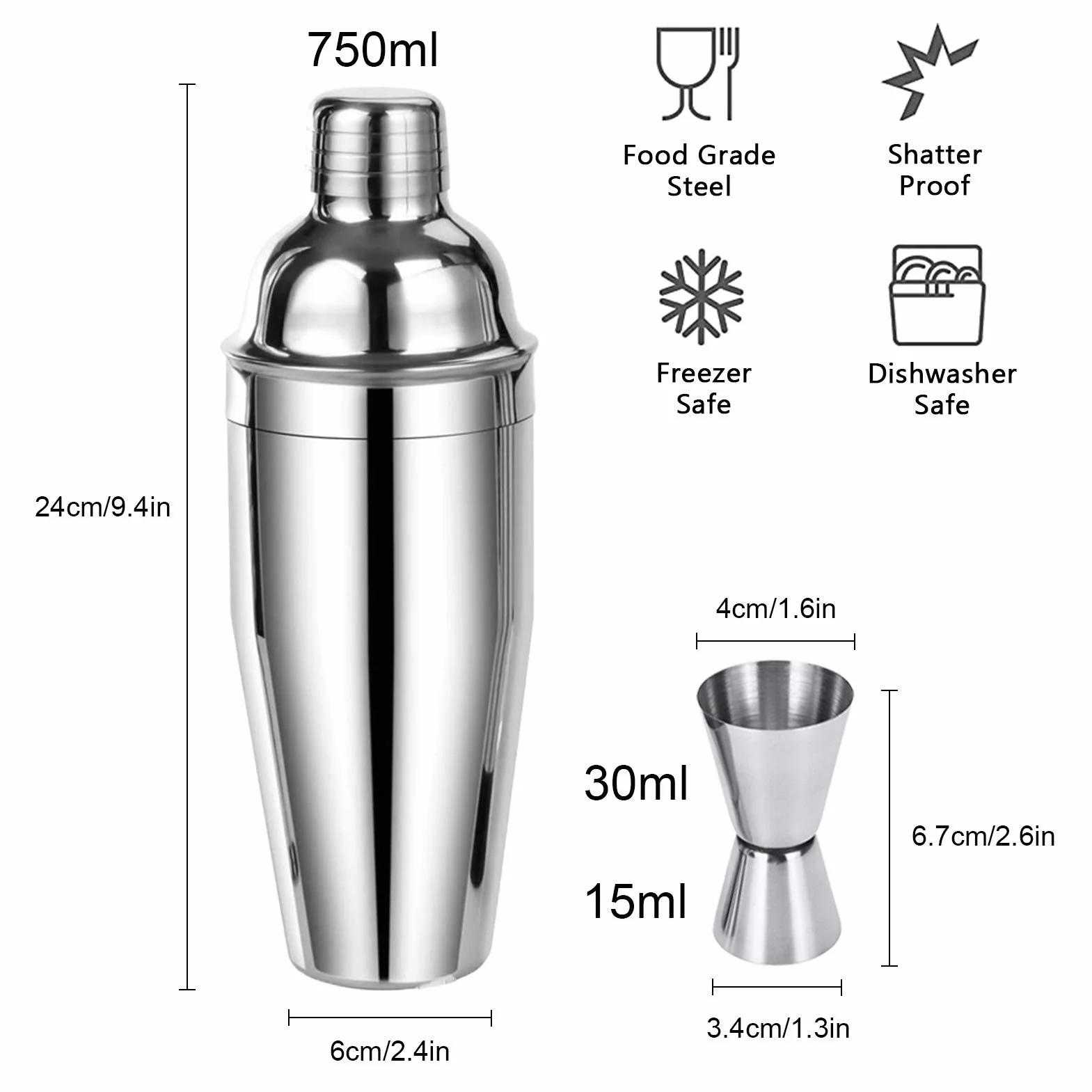 LIVEHITOP Juego Coctelera, 12 Piezas Juego Preparación Cócteles con Coctelera 750 ml, Equipo Barman Profesional para Bar, Fiesta, Hogar