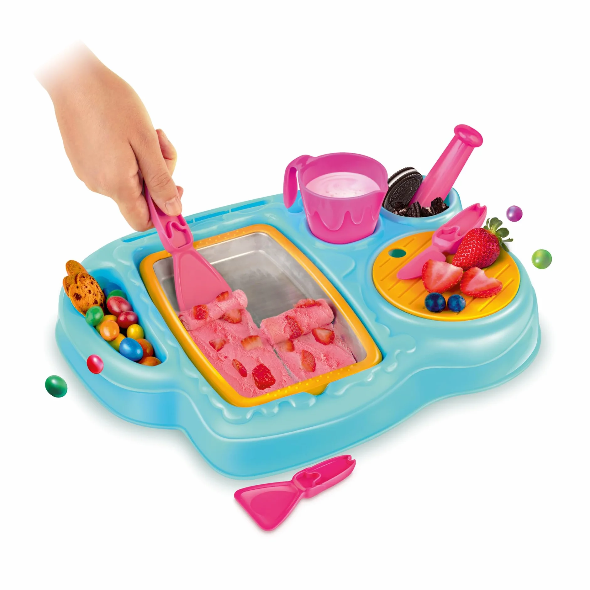 Bandai Zap Chef Fábrica Helados | Placa Metal con 2 Espátulas de Plástico | Máquina Rollos Caseros en Color Azul y Blanco | Kit Cocina Creativa Infantil 1 Unidad