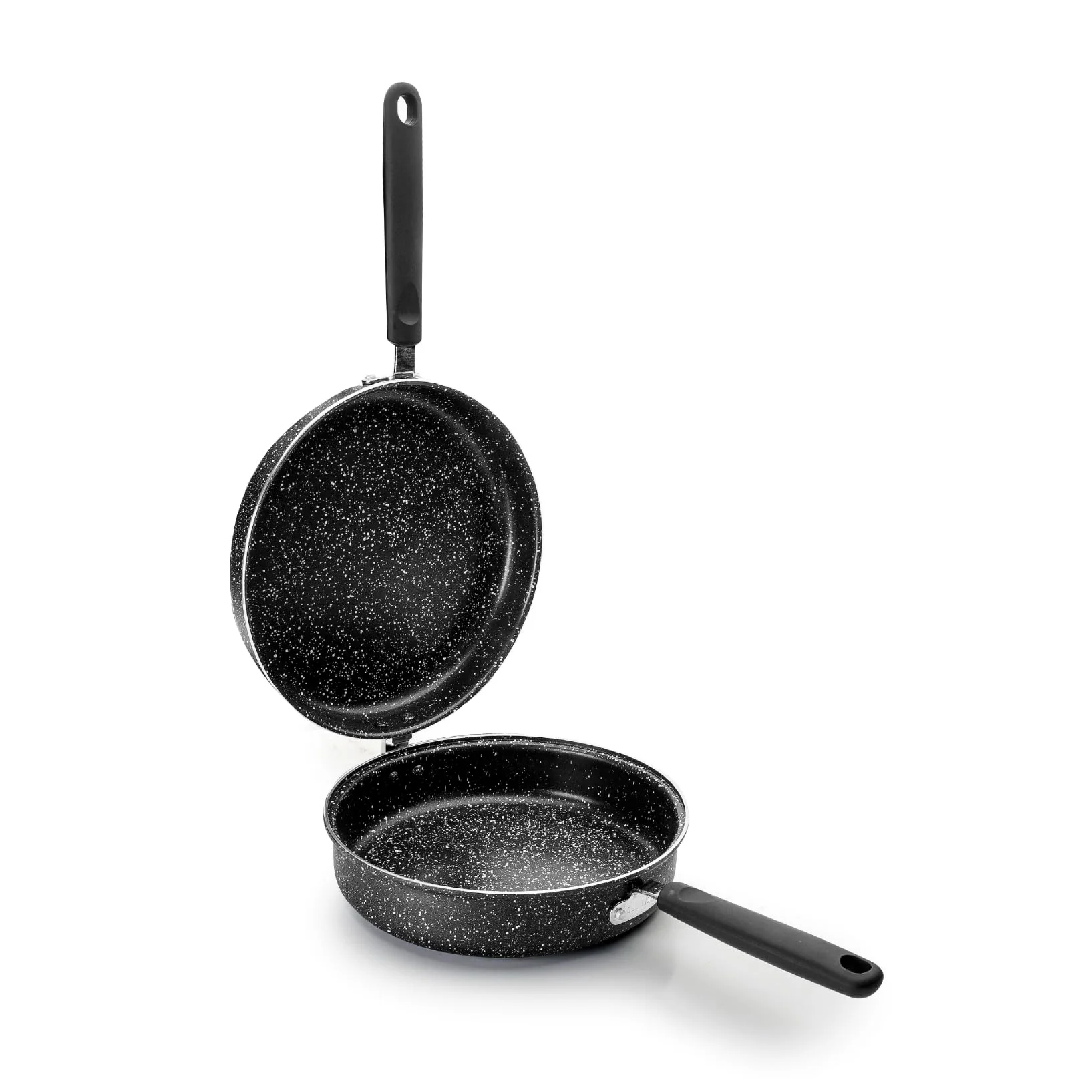 IBILI - Sarten doble para tortilla patatas natura, 24 cms, Aluminio, Antiadherente estilo piedra, Apto para induccion, voltea tortuilla.