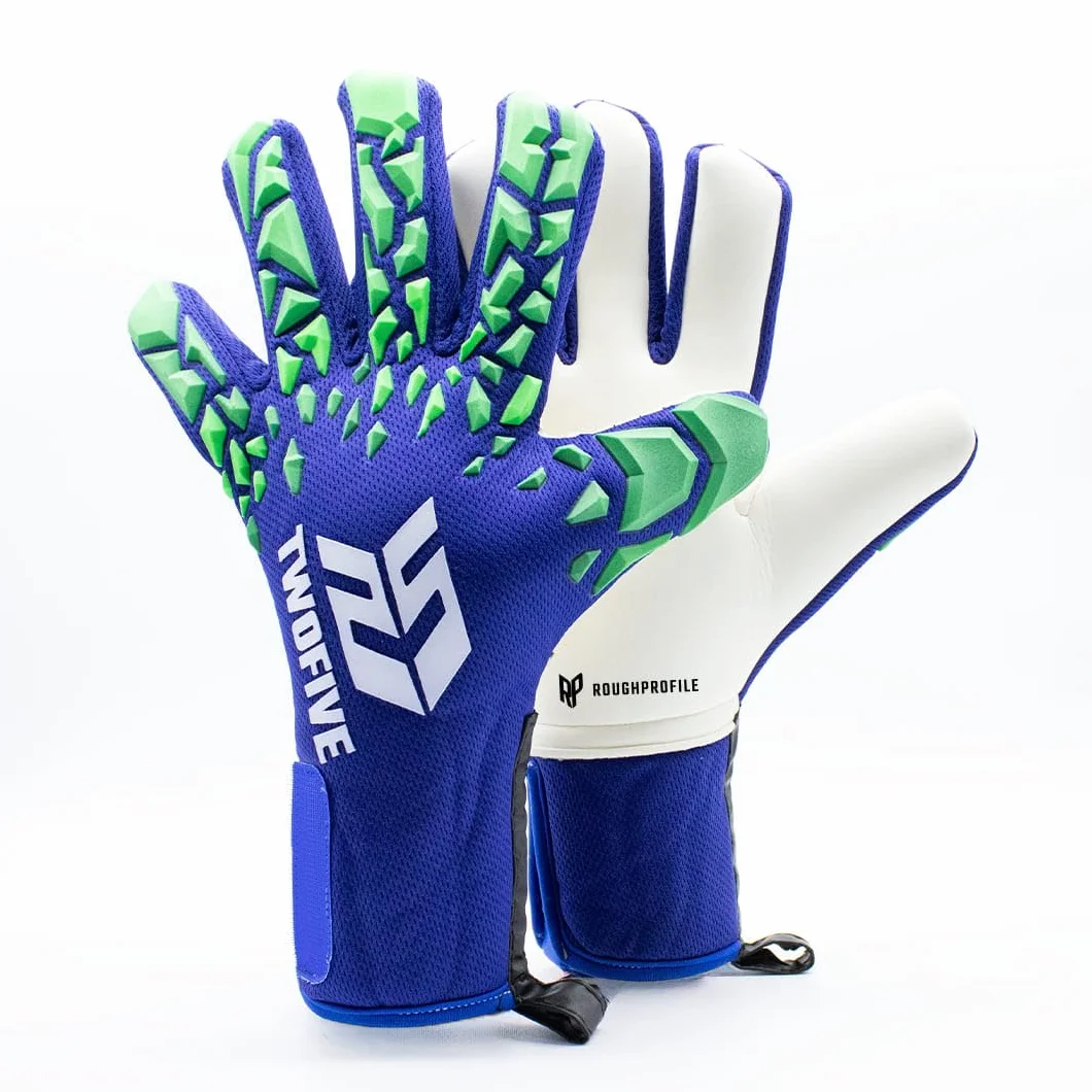 TWOFIVE Salzburg'08 Basic Guantes de Portero Niño Unisex Azul Verde Palma Roughprofile Duradera Corte Negativo Talla 6
