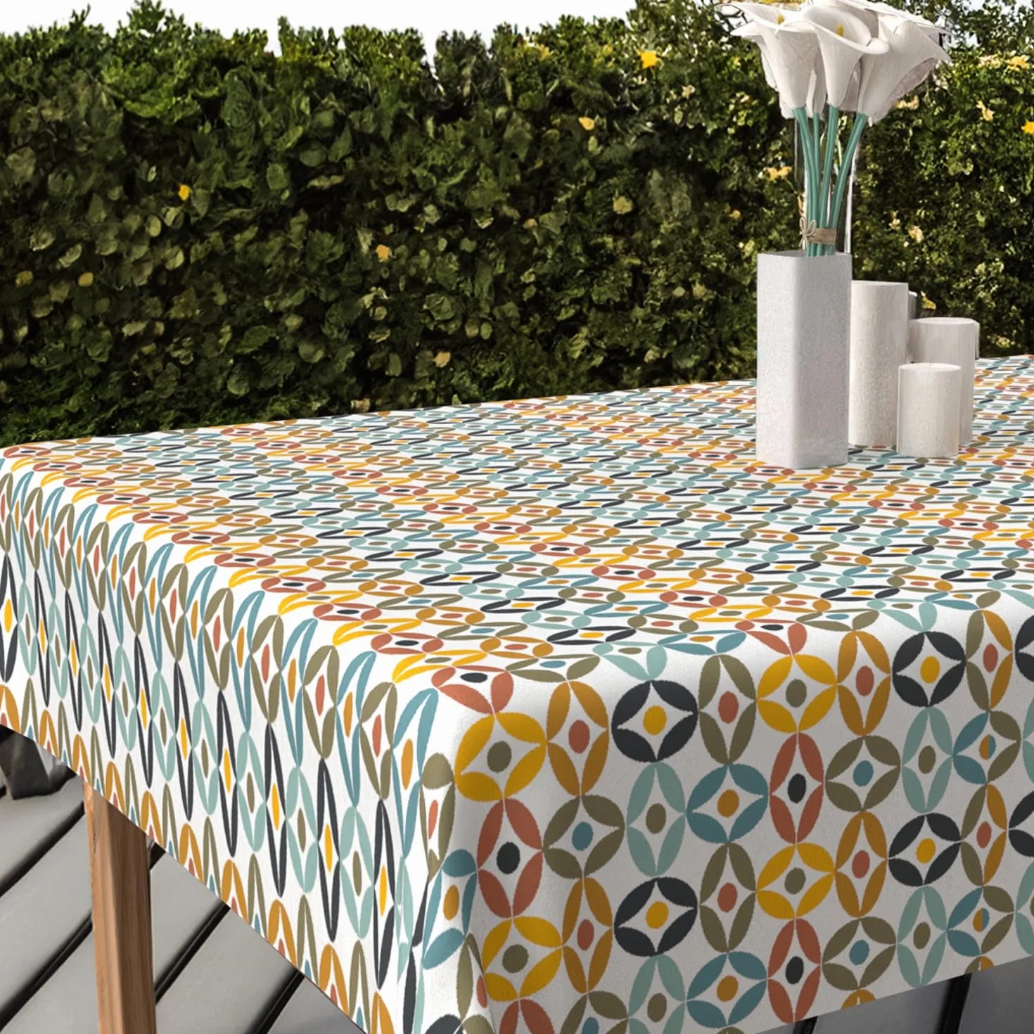 Soleil d'ocre, Mantel Estampado Antimanchas Cuadrado 180 x 180 cm OURANOS