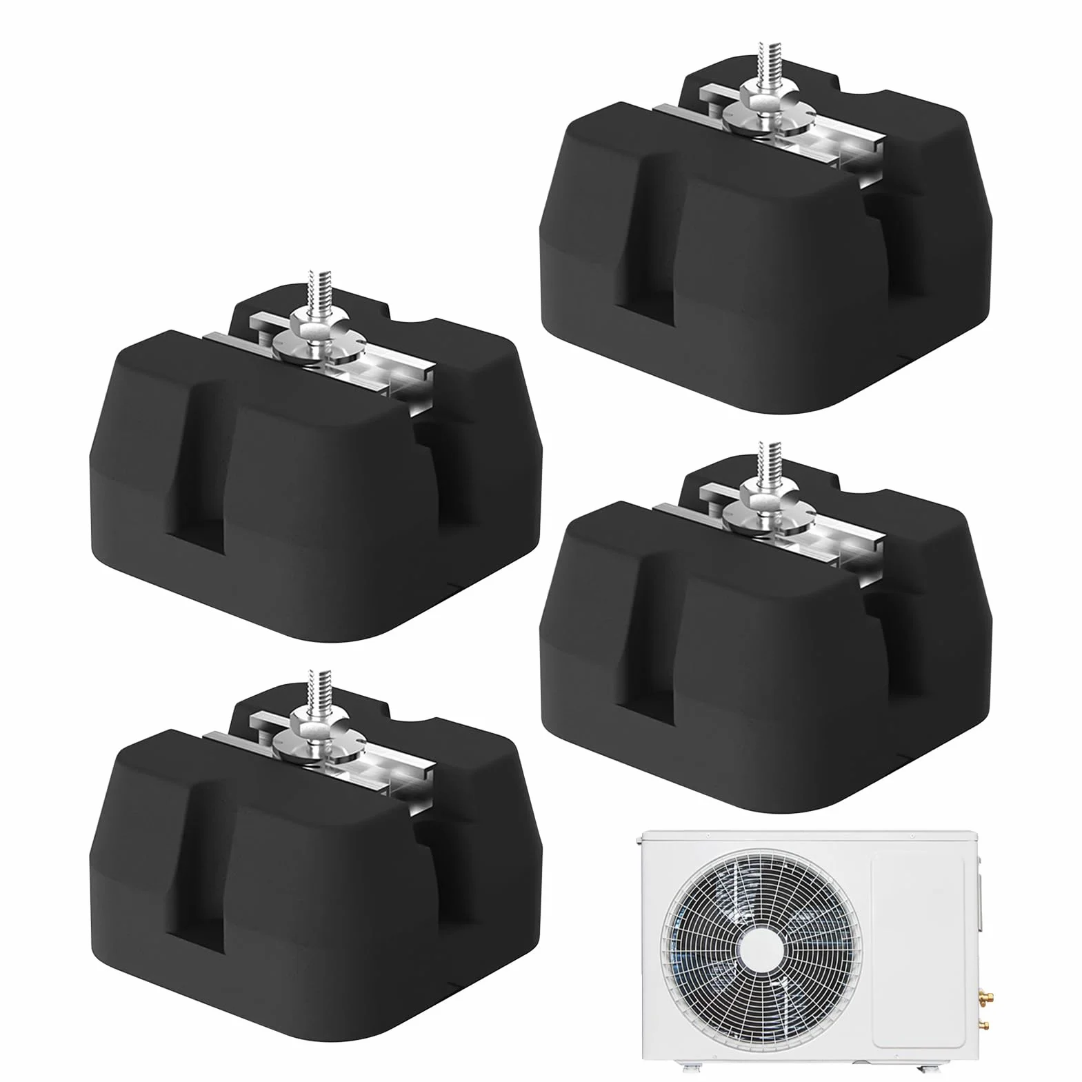 Base Para Condensador Base para Bomba de Calor | 4 Piezas Soportes Antivibración Capacidad 500 kg