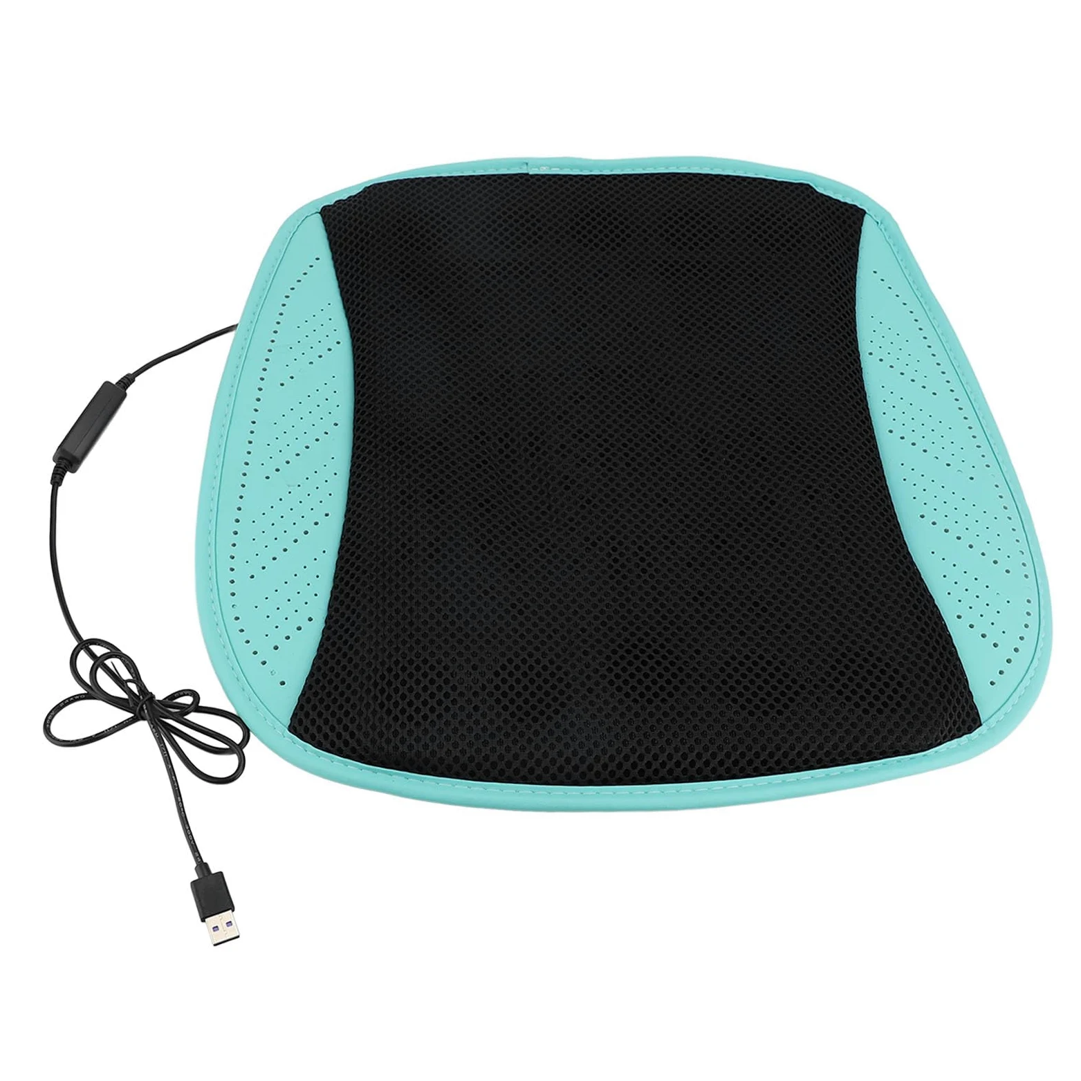Srliya Cojín de Asiento Ventilado con Tecnología de Ventilador Inteligente, Base Antideslizante Alimentada por USB para el Hogar (Cian Negro)