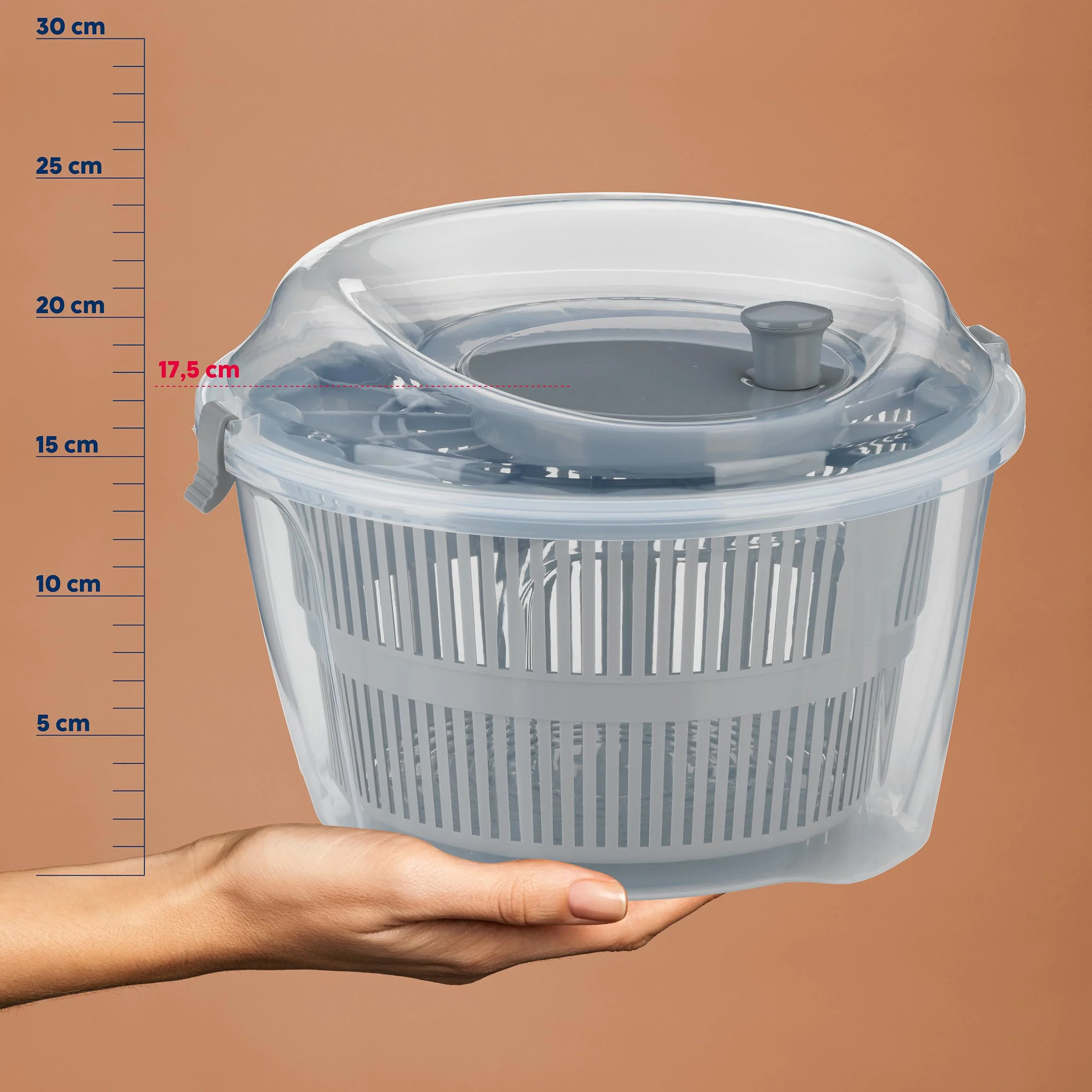 Kela 11907 Lechuga Mailin, PP de plástico, 17,50 cm, diámetro 24,5 cm, 4,4 l, Gris