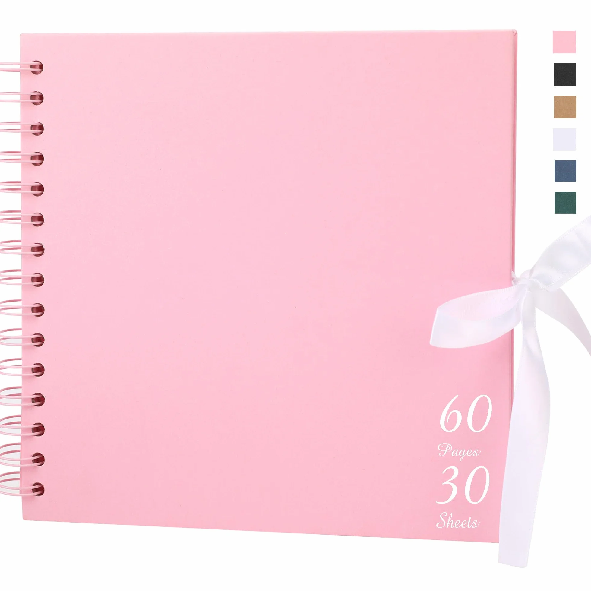 Álbum de recortes con 60 páginas de papel kraft grueso, 25,4 x 25,4 cm, color rosa, libro de recuerdos grande con esquinas de fotos para bebés, amantes de la familia, mascotas