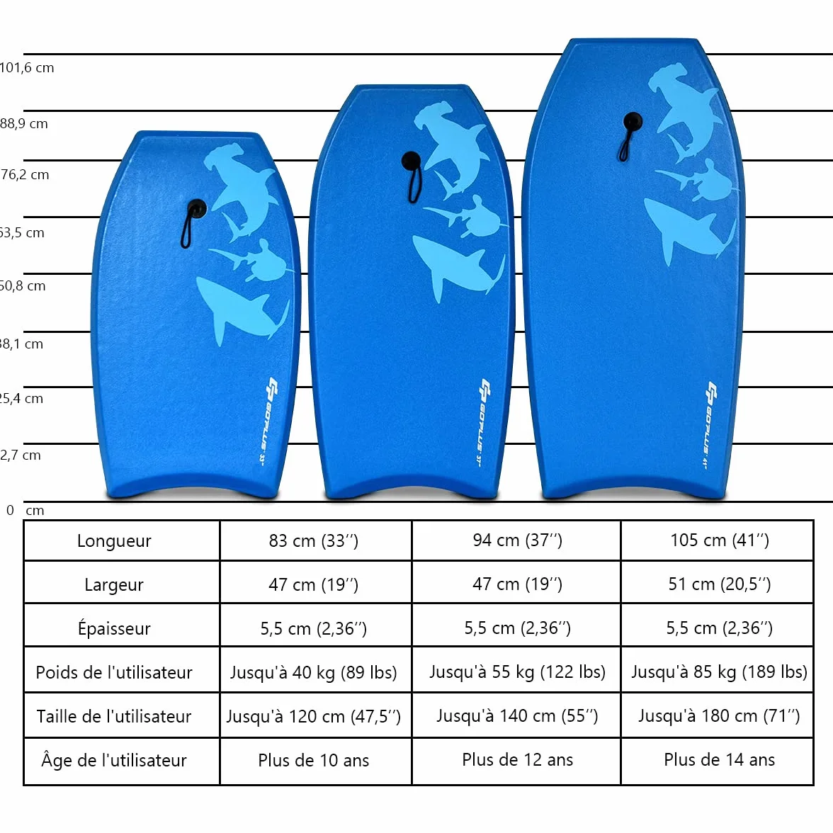 Goplus Bodyboard 105 cm Tabla de Ondas Ligero Resistente Correa Muñeca