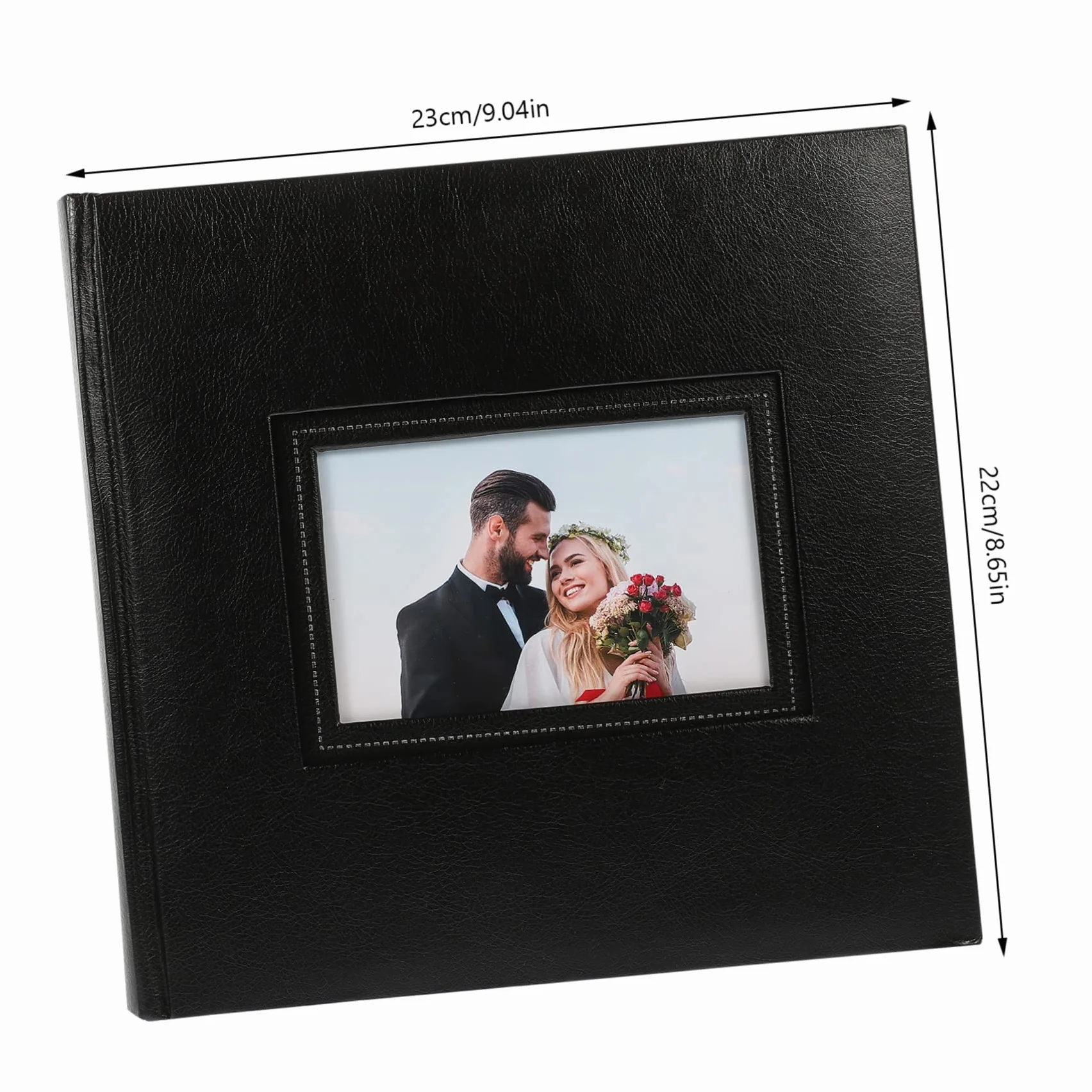 Álbum de Fotos 50 Páginas Interiores Pu Negro, Libro de Recuerdo | 200 Fotos, Diseño Decorativo, Visión Clara, para Familia y Viaje, Formato 6 Pulgadas