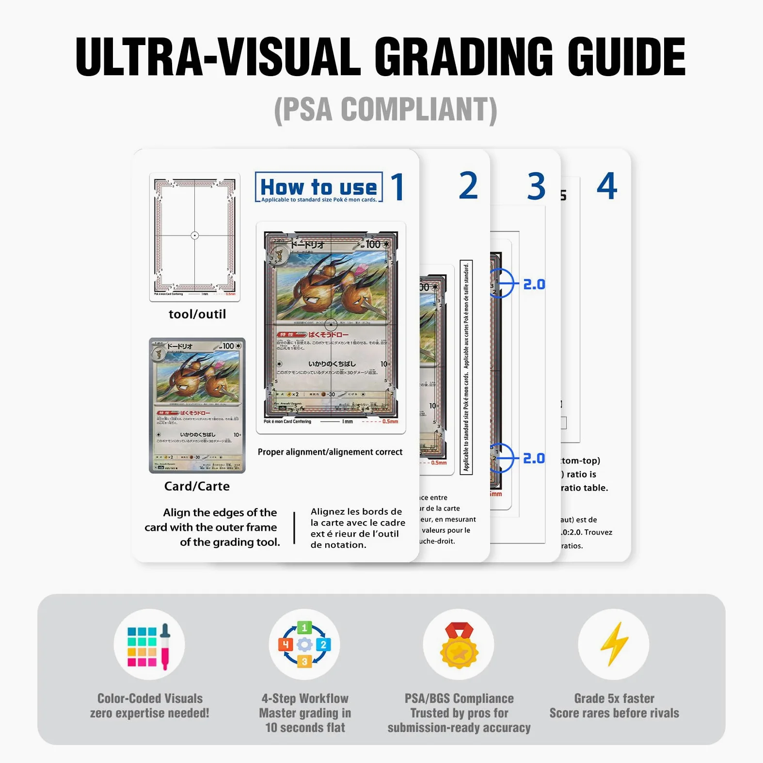 Kit de herramientas de clasificación de centrado de tarjetas compatible con Pokémon TCG, juego de clasificación de tarjetas coleccionables con tarjeta de medición de grosor, accesorios de