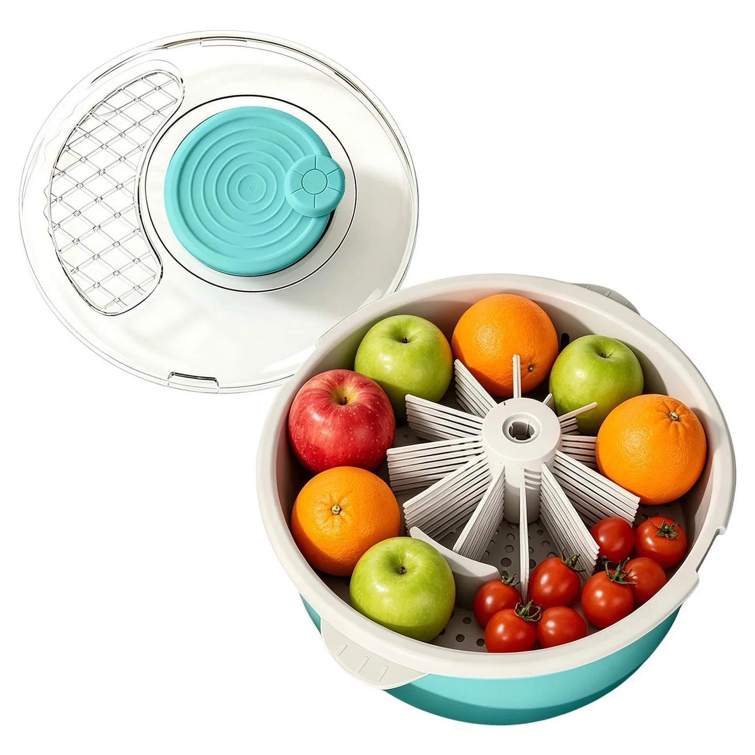 Centrifugador de ensalada Limpieza manual Secado rápido Limpiador multiusos | Limpiador de Frutas Secador de Verduras Tirachinas para bayas, ensaladas, alimentos, cereales, hogar, cocina, apartamento,